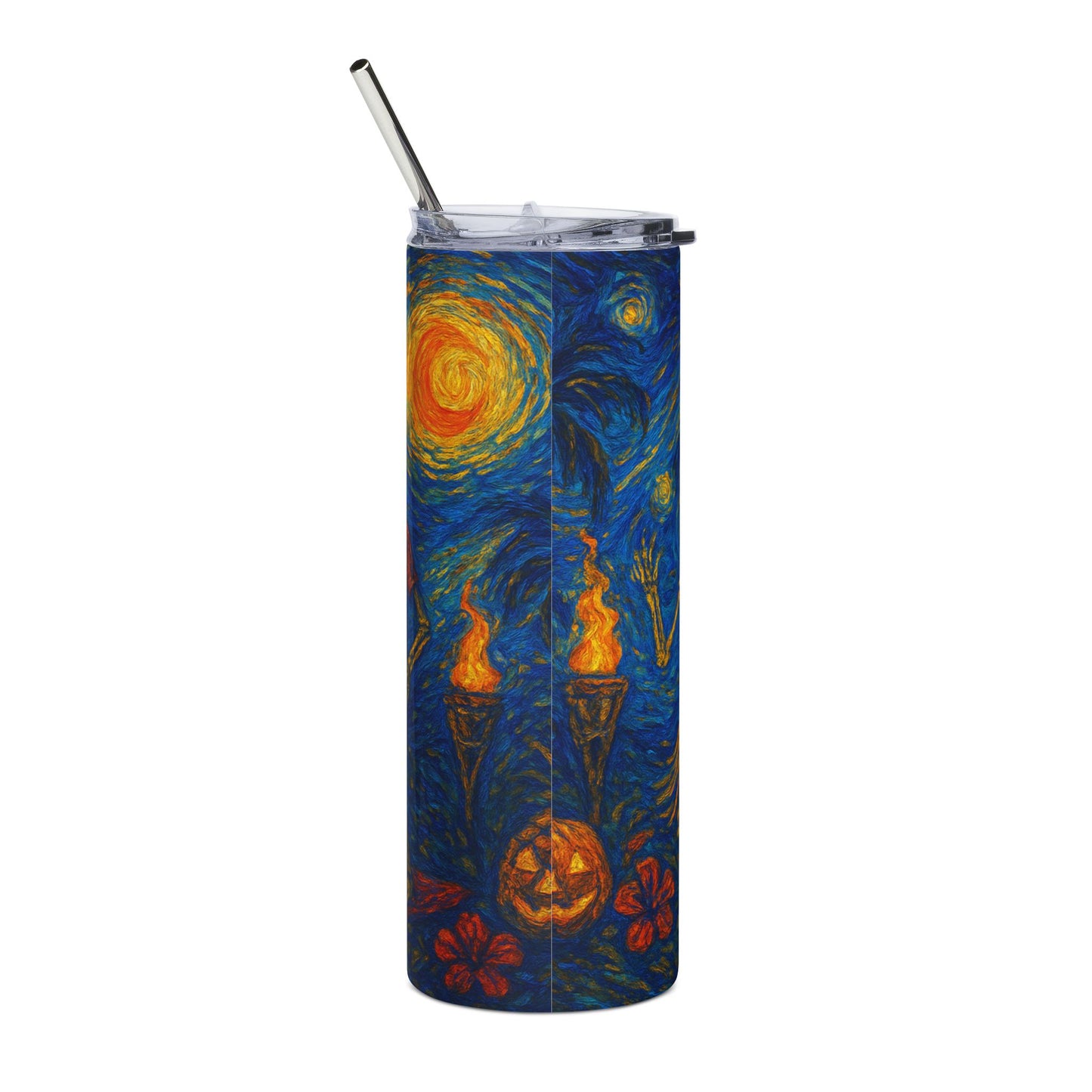 Starry Nights Hawaiian Luau Halloween 20 zo Skinny tumbler