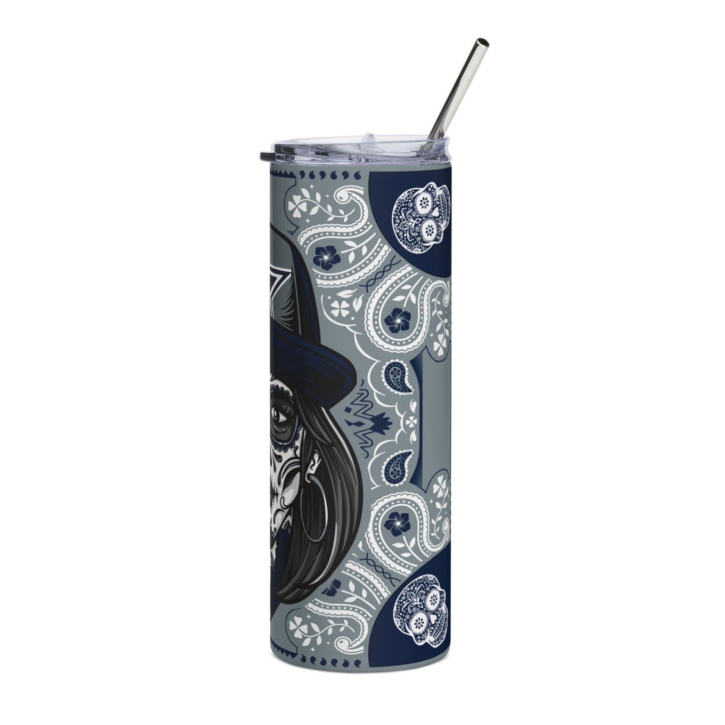 Cowboys Sugar Skull 20 oz Tumbler – Sublimated, Double-Walled