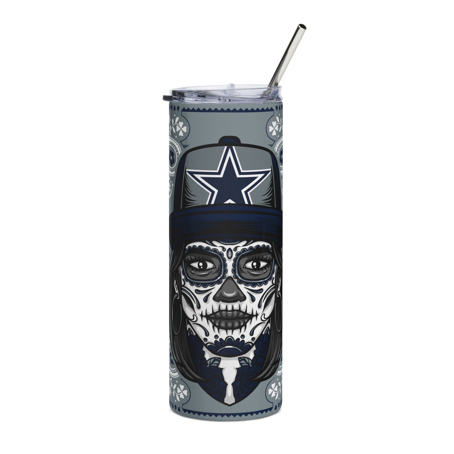 Cowboys Sugar Skull 20 oz Tumbler – Sublimated, Double-Walled