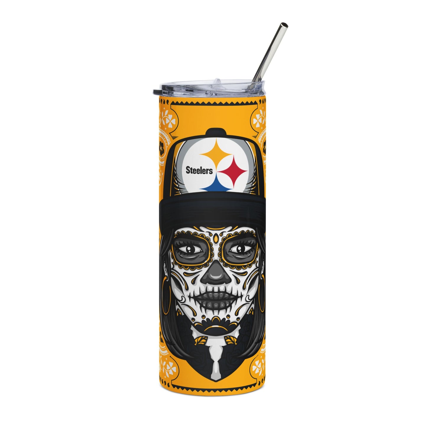 Steelers Sugar Skull 20 oz Tumbler – Sublimated, Double-Walled