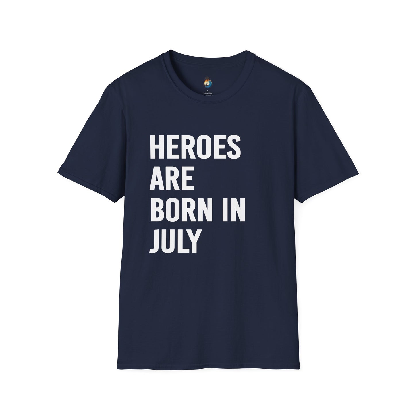 Heroes Are Born in July Unisex Softstyle T-Shirt, Birthday Gift Tee, Casual Wear, Summer Outfit, Party T-Shirt