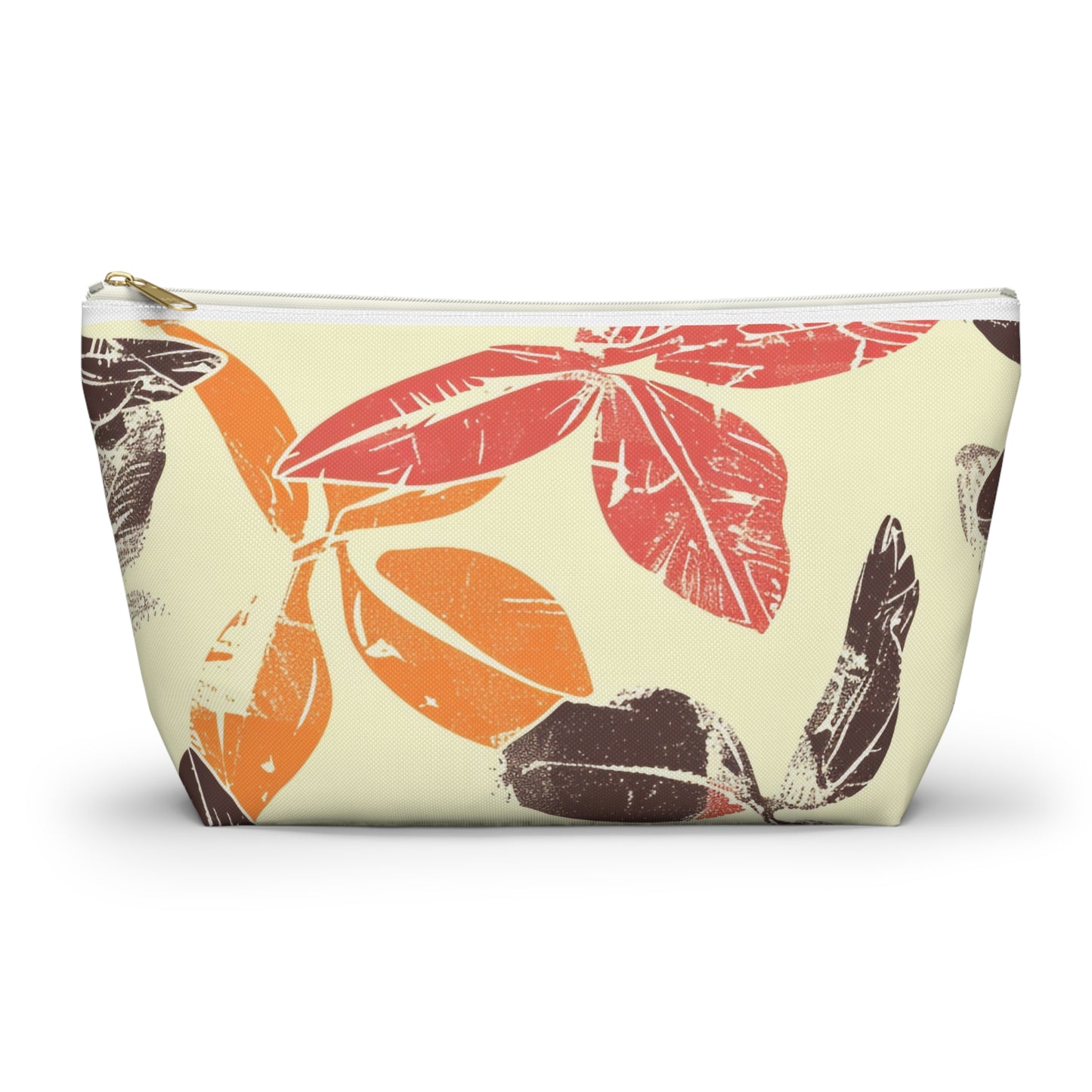 Bohemian Leaf Accessory Pouch, Travel Makeup Bag, Cosmetic Organizer, Earthy Gift, Eco-Friendly Zip Pouch