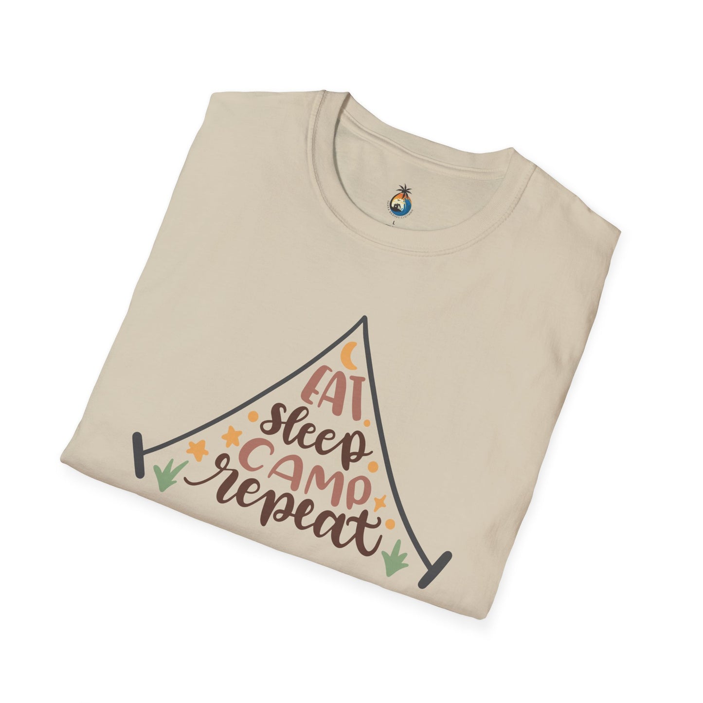 Camping Lifestyle T-Shirt, Eat Sleep Camp Repeat Shirt, Unisex Summer Tee, Outdoor Adventure Clothing, Gifts for Campers, Hiking Memento