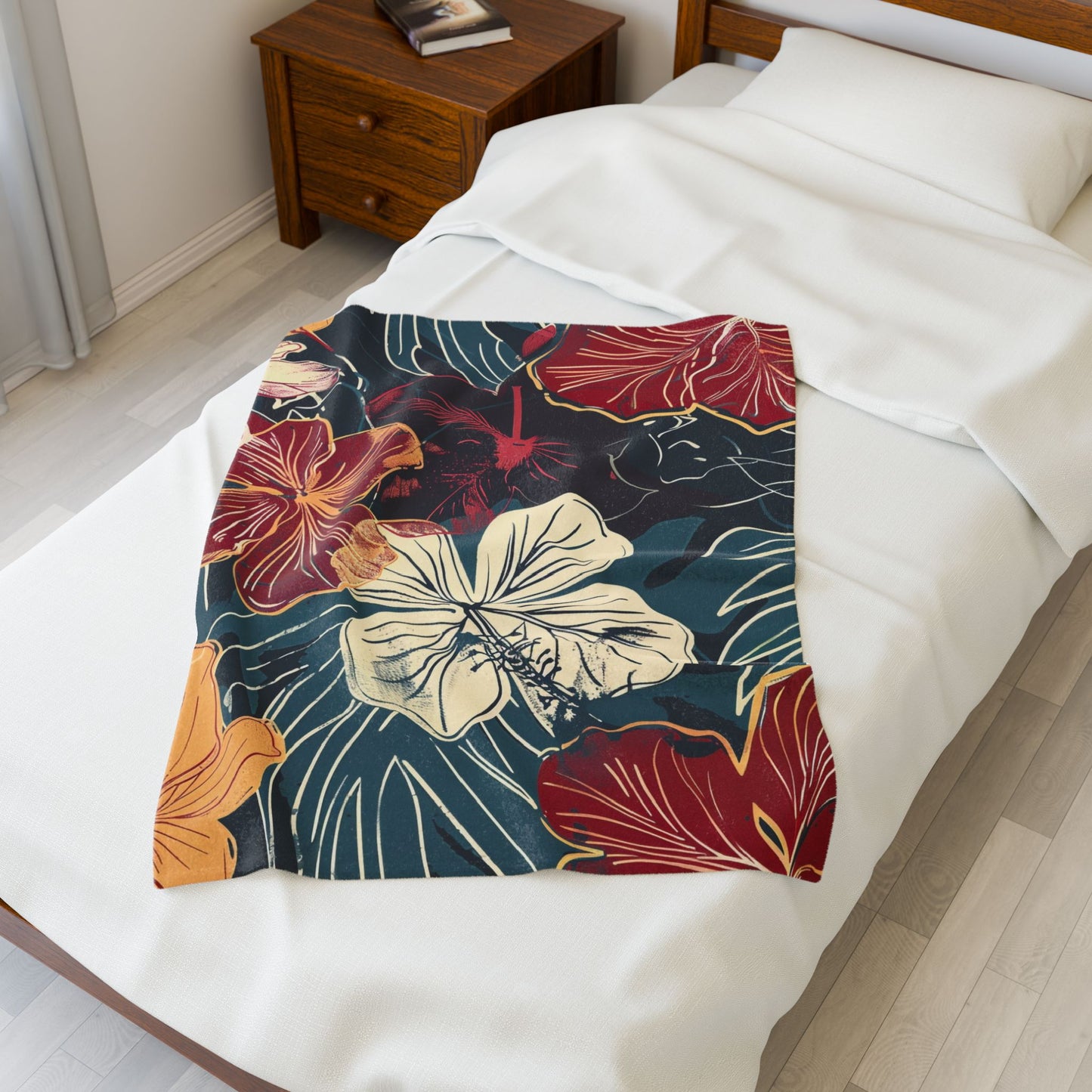 Tropical Floral Plush Blanket - Cozy Home Decor, Great Gift for Birthdays, Weddings, Holidays, Relaxing Evenings, Kids' Rooms