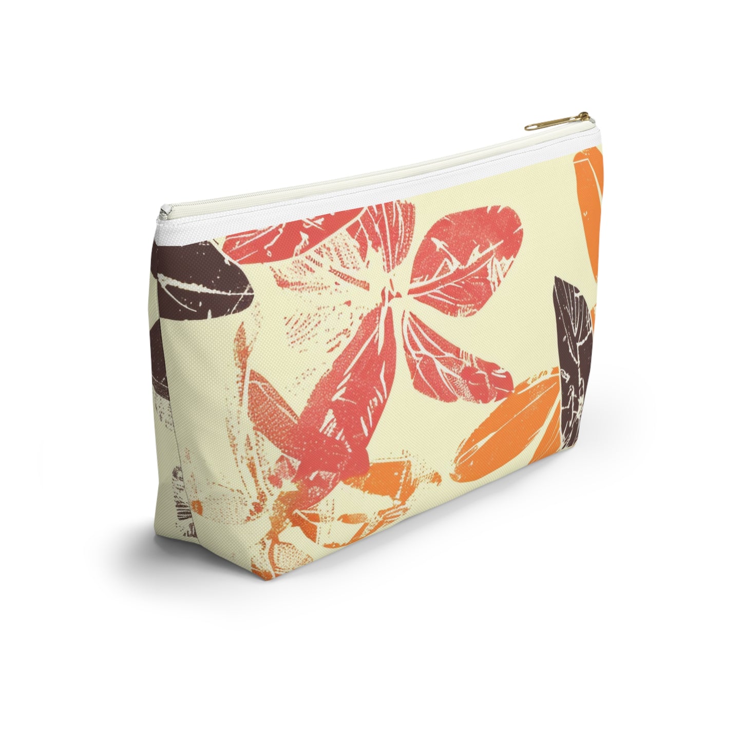 Bohemian Leaf Accessory Pouch, Travel Makeup Bag, Cosmetic Organizer, Earthy Gift, Eco-Friendly Zip Pouch