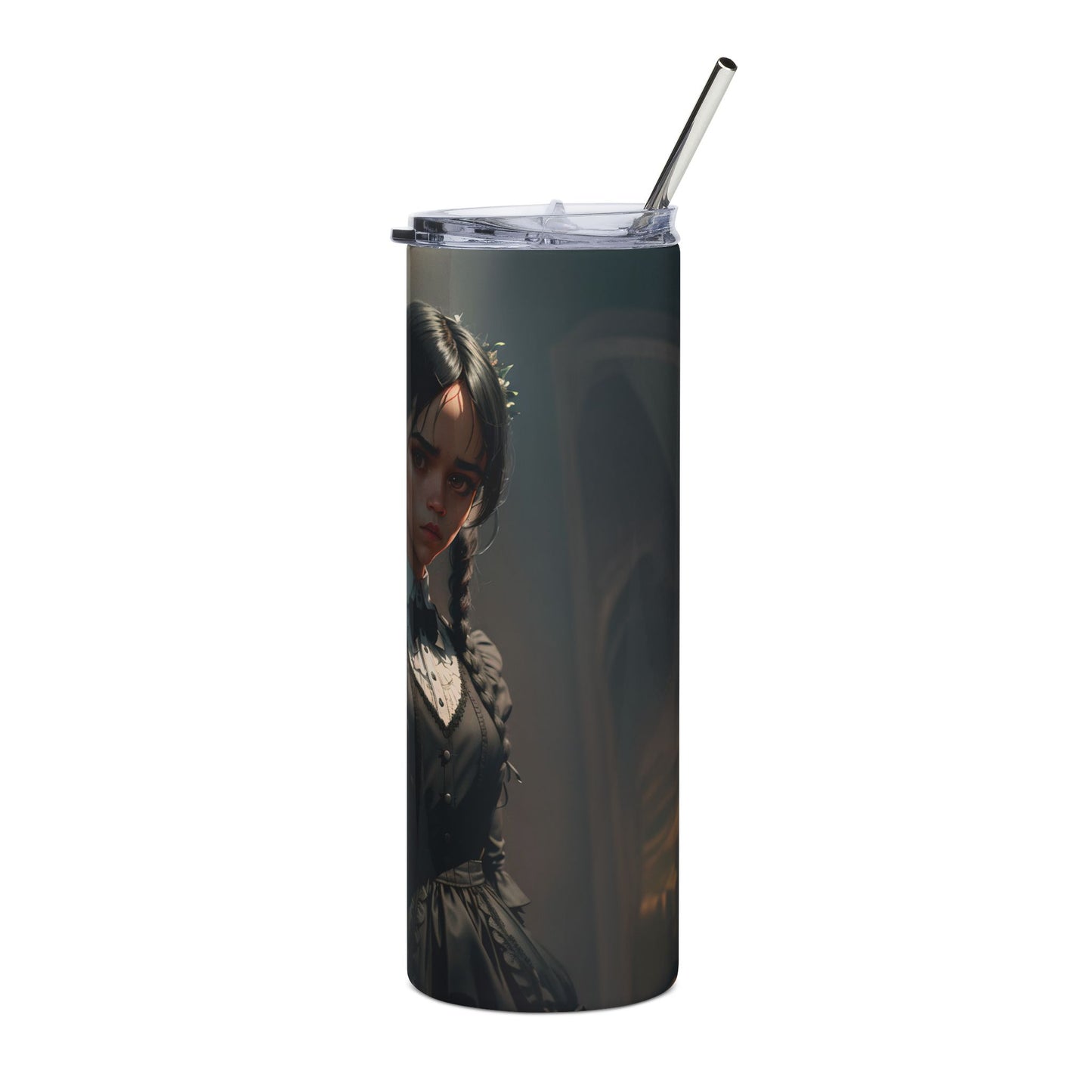 Gothic Wednesday Tumbler, 20oz - Perfect Halloween Gift, Spooky Drinkware, Unique Coffee Cup, Wednesday Addams Inspired, Dark Aesthetic