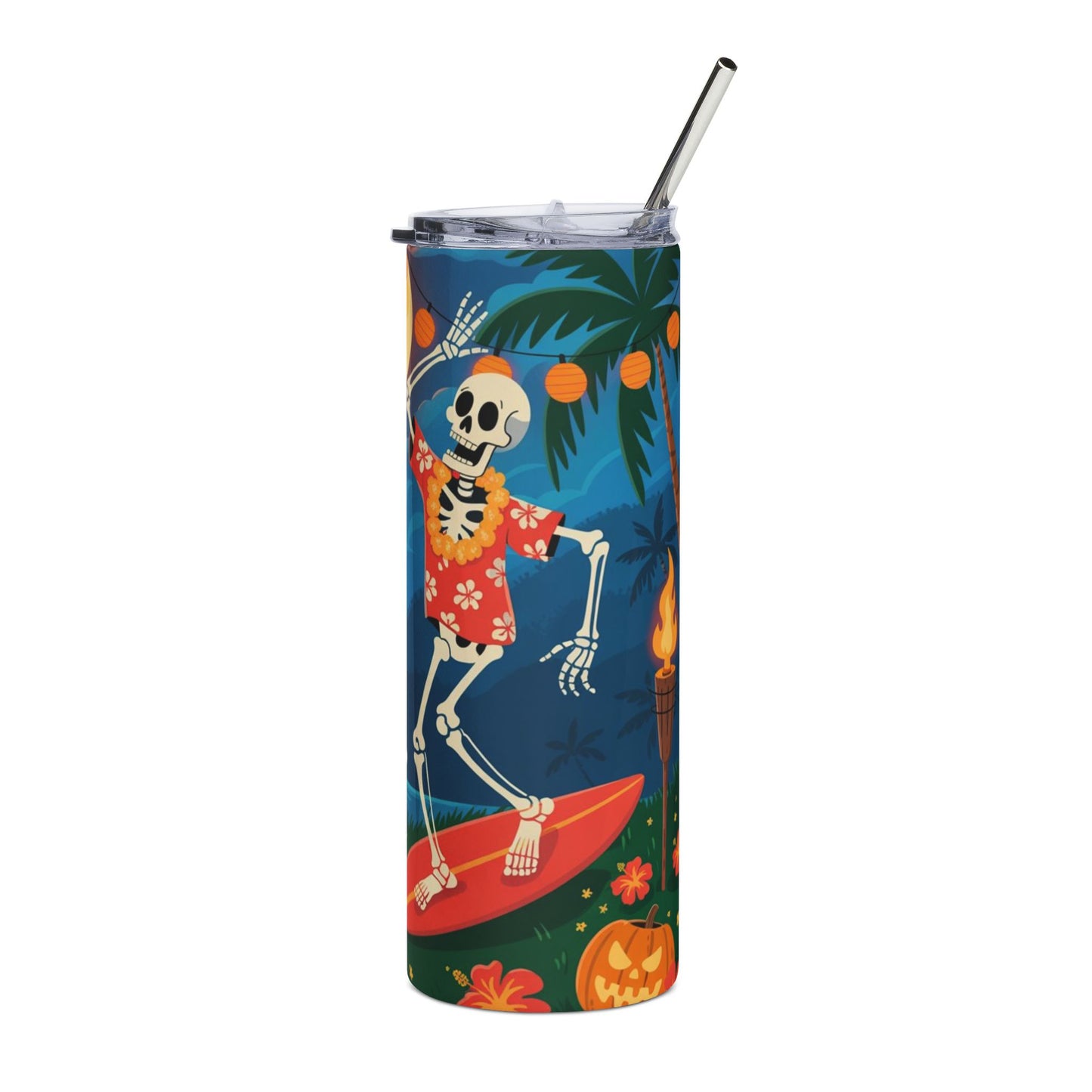 Hawaiian Skeleton Tumbler, 20oz | Fun Party Cup, Halloween Drinkware, Tropical Decor, Summer Vibes, Unique Gift Idea