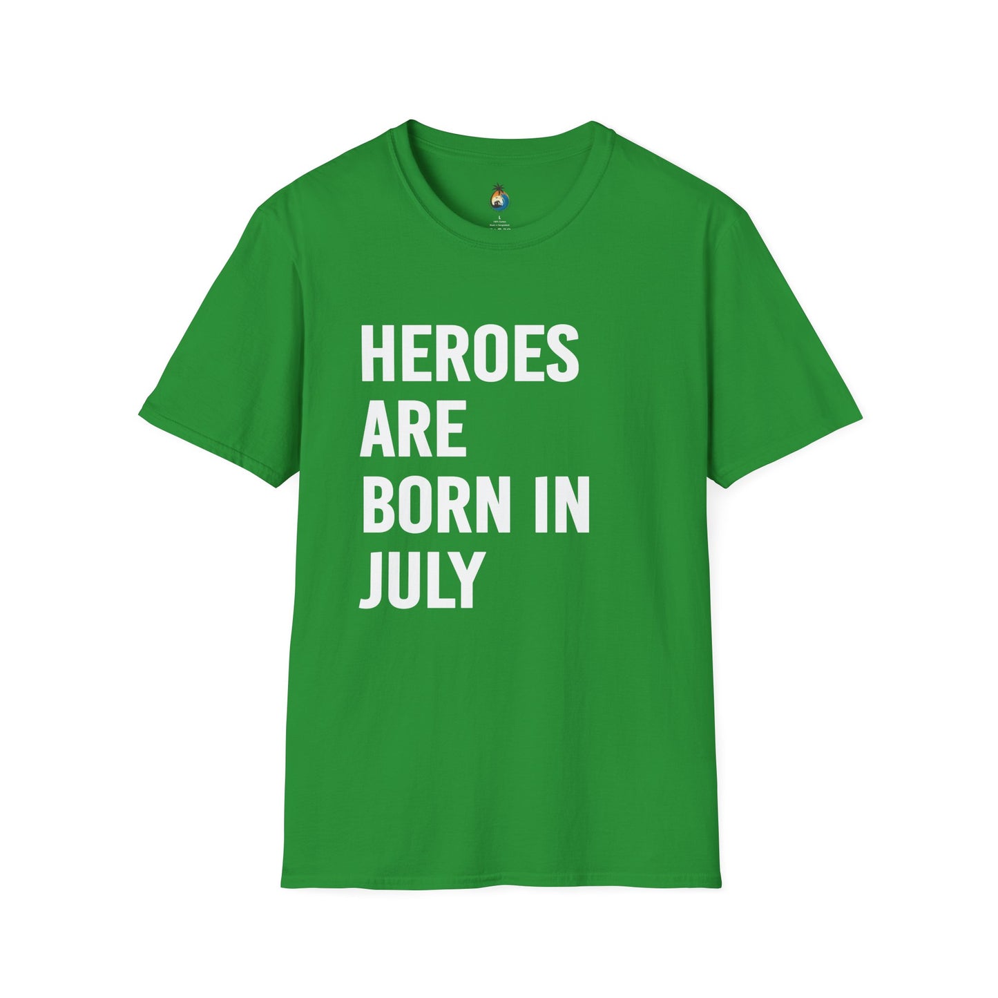 Heroes Are Born in July Unisex Softstyle T-Shirt, Birthday Gift Tee, Casual Wear, Summer Outfit, Party T-Shirt