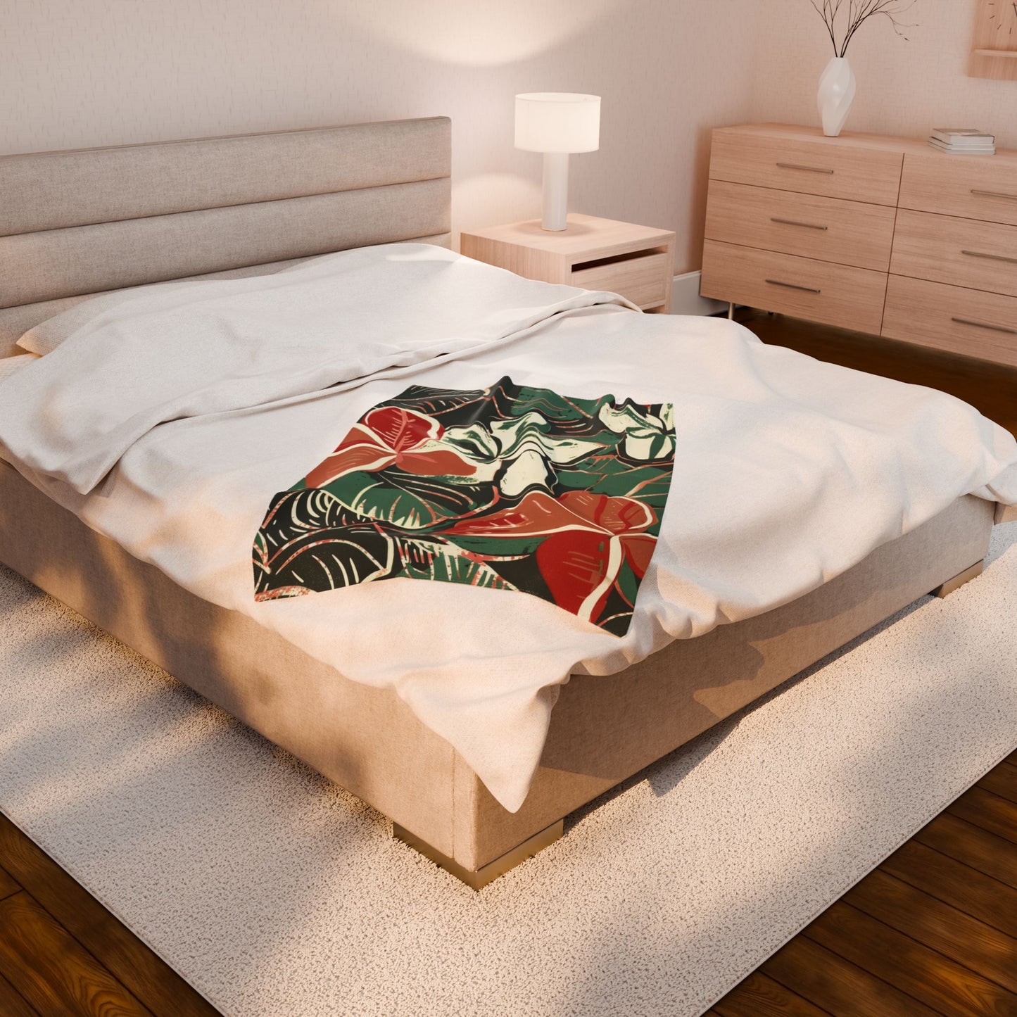 Tropical Floral Plush Blanket - Cozy Home Decor, Great Gift for Birthdays, Weddings, Holidays, Relaxing Evenings, Kids' Rooms