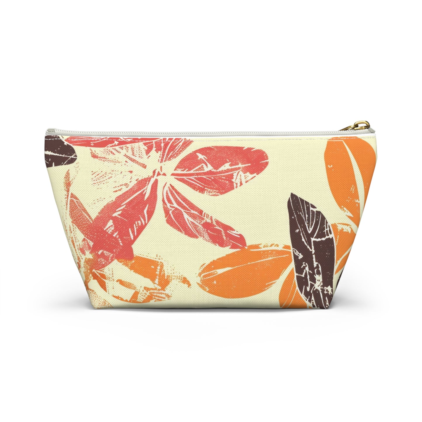 Bohemian Leaf Accessory Pouch, Travel Makeup Bag, Cosmetic Organizer, Earthy Gift, Eco-Friendly Zip Pouch