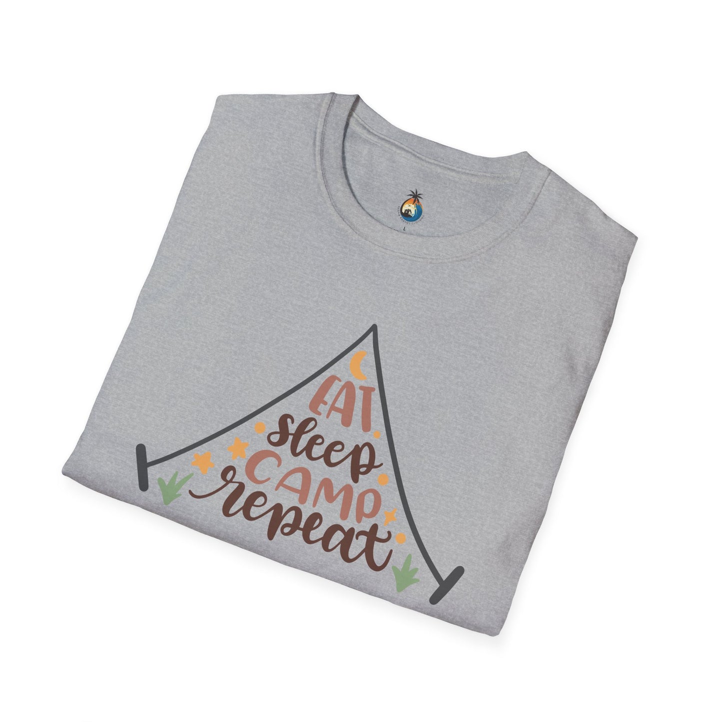 Camping Lifestyle T-Shirt, Eat Sleep Camp Repeat Shirt, Unisex Summer Tee, Outdoor Adventure Clothing, Gifts for Campers, Hiking Memento