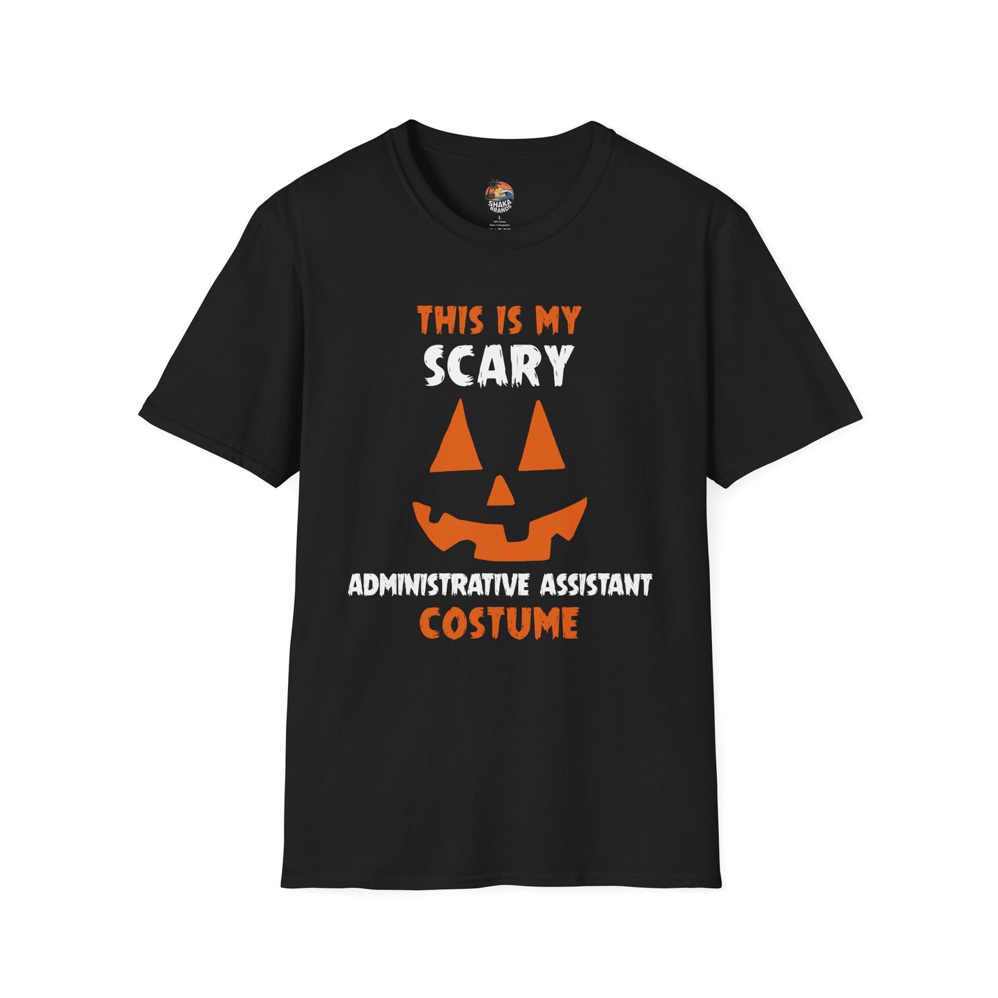 Shaka Brands | Halloween T‑Shirt | “This Is My Scary Administrative Assistant Costume” | Unisex | Soft Cotton Blend | Sizes S–2XL