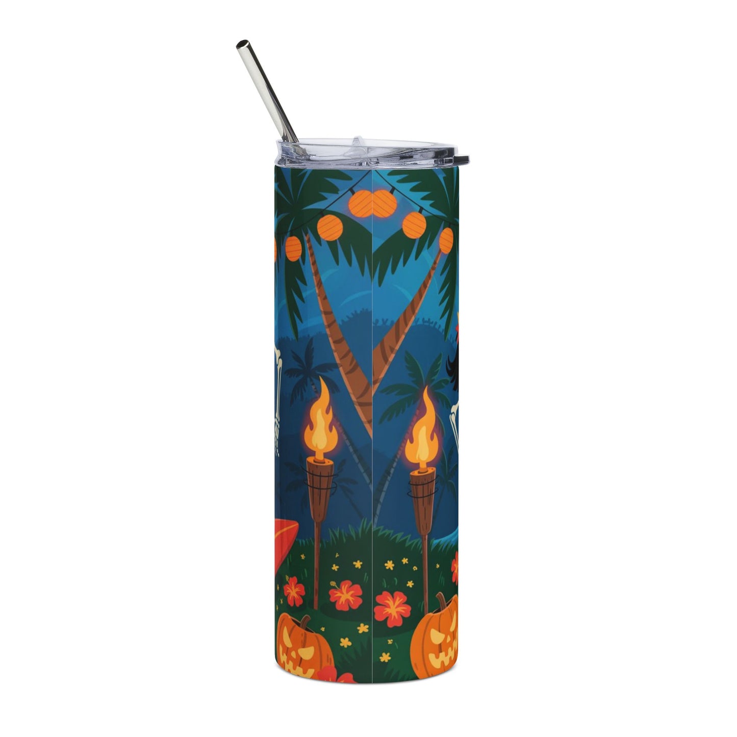 Hawaiian Skeleton Tumbler, 20oz | Fun Party Cup, Halloween Drinkware, Tropical Decor, Summer Vibes, Unique Gift Idea