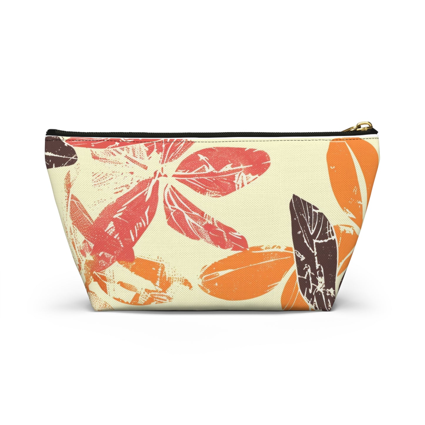 Bohemian Leaf Accessory Pouch, Travel Makeup Bag, Cosmetic Organizer, Earthy Gift, Eco-Friendly Zip Pouch