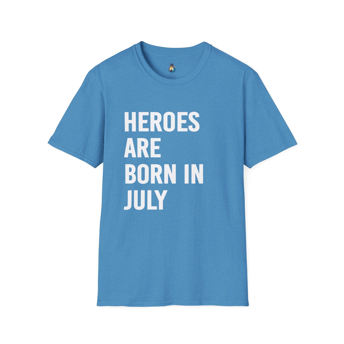 Heroes Are Born in July Unisex Softstyle T-Shirt, Birthday Gift Tee, Casual Wear, Summer Outfit, Party T-Shirt
