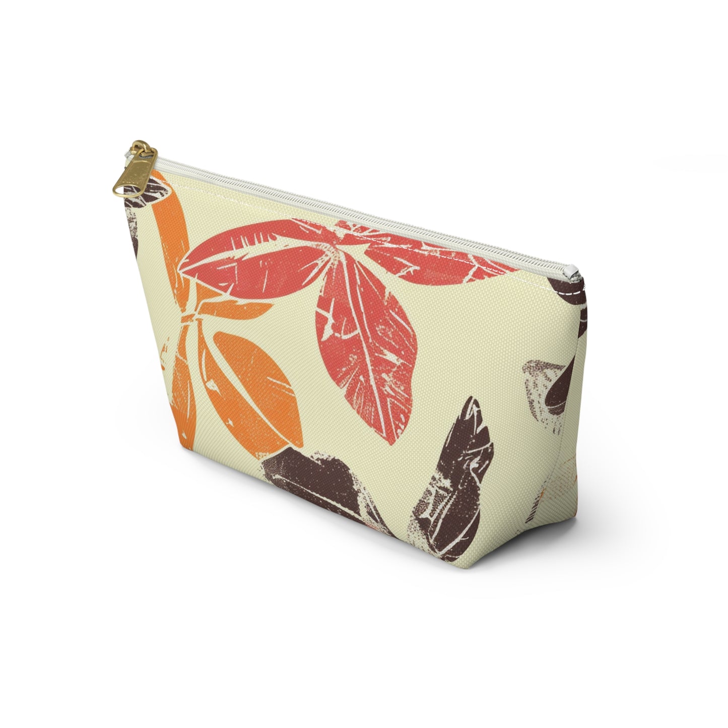 Bohemian Leaf Accessory Pouch, Travel Makeup Bag, Cosmetic Organizer, Earthy Gift, Eco-Friendly Zip Pouch
