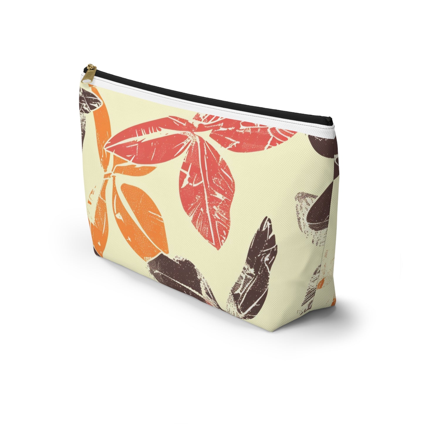 Bohemian Leaf Accessory Pouch, Travel Makeup Bag, Cosmetic Organizer, Earthy Gift, Eco-Friendly Zip Pouch