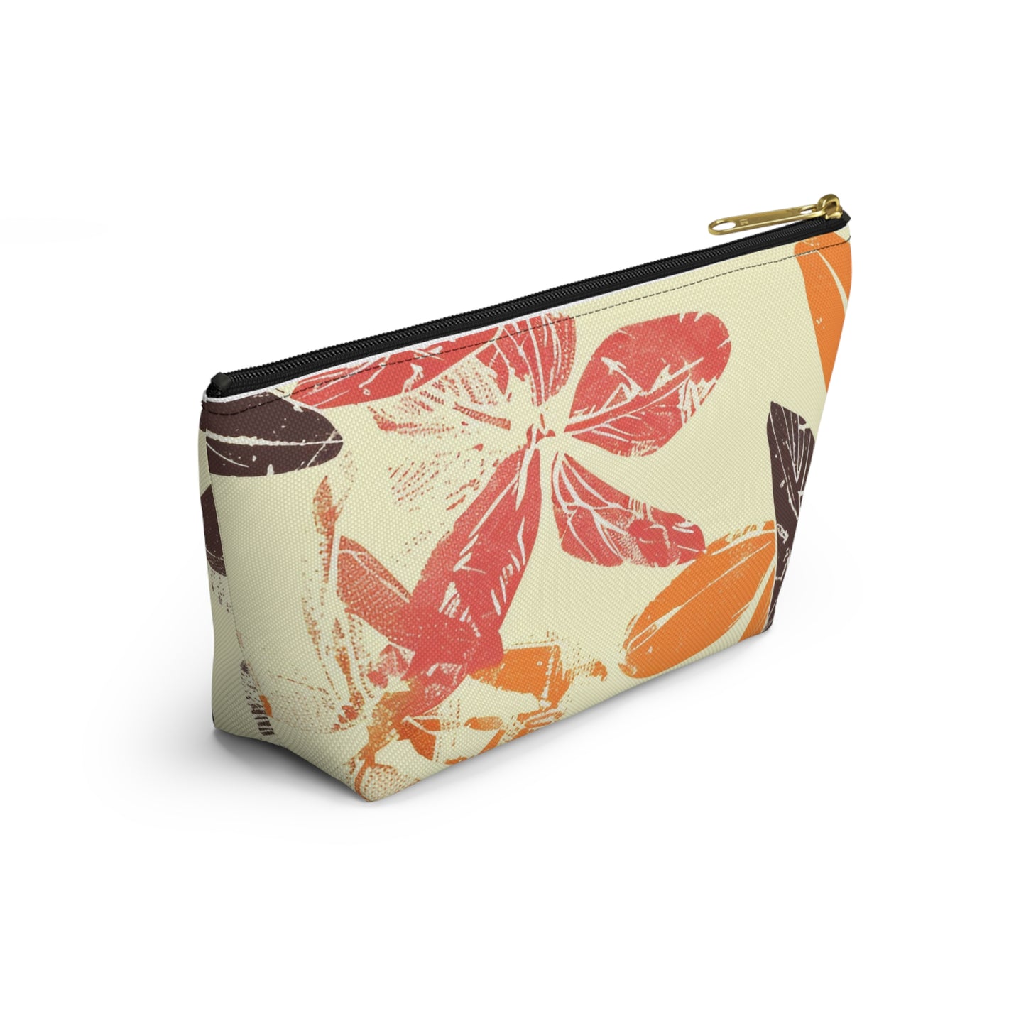 Bohemian Leaf Accessory Pouch, Travel Makeup Bag, Cosmetic Organizer, Earthy Gift, Eco-Friendly Zip Pouch