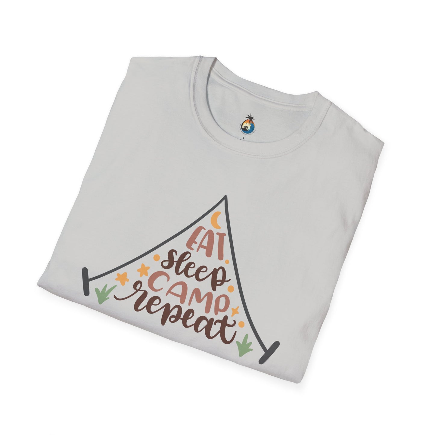 Camping Lifestyle T-Shirt, Eat Sleep Camp Repeat Shirt, Unisex Summer Tee, Outdoor Adventure Clothing, Gifts for Campers, Hiking Memento