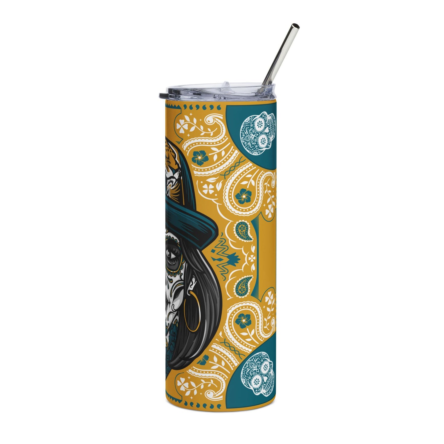 Jaguars Sugar Skull 20 oz Tumbler – Sublimated, Double-Walled