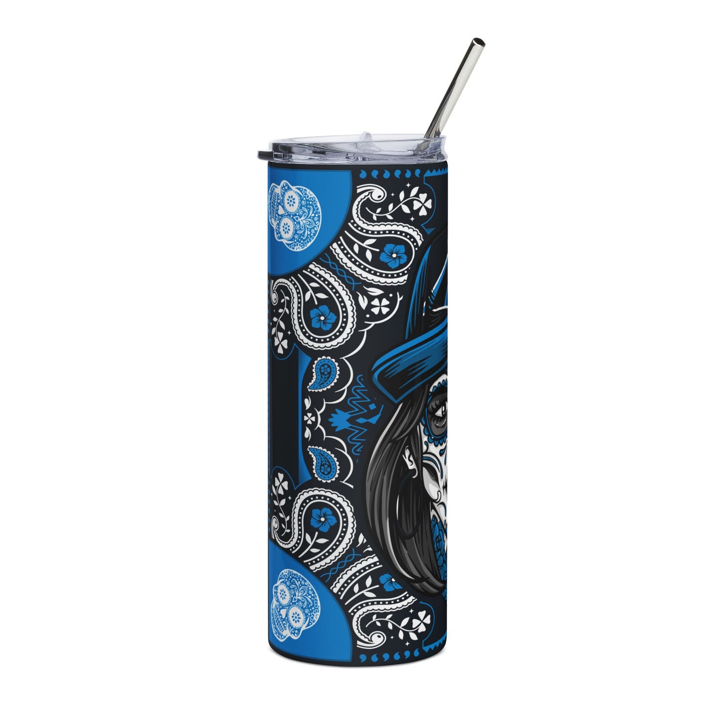 Panthers Sugar Skull 20 oz Tumbler – Sublimated, Double-Walled