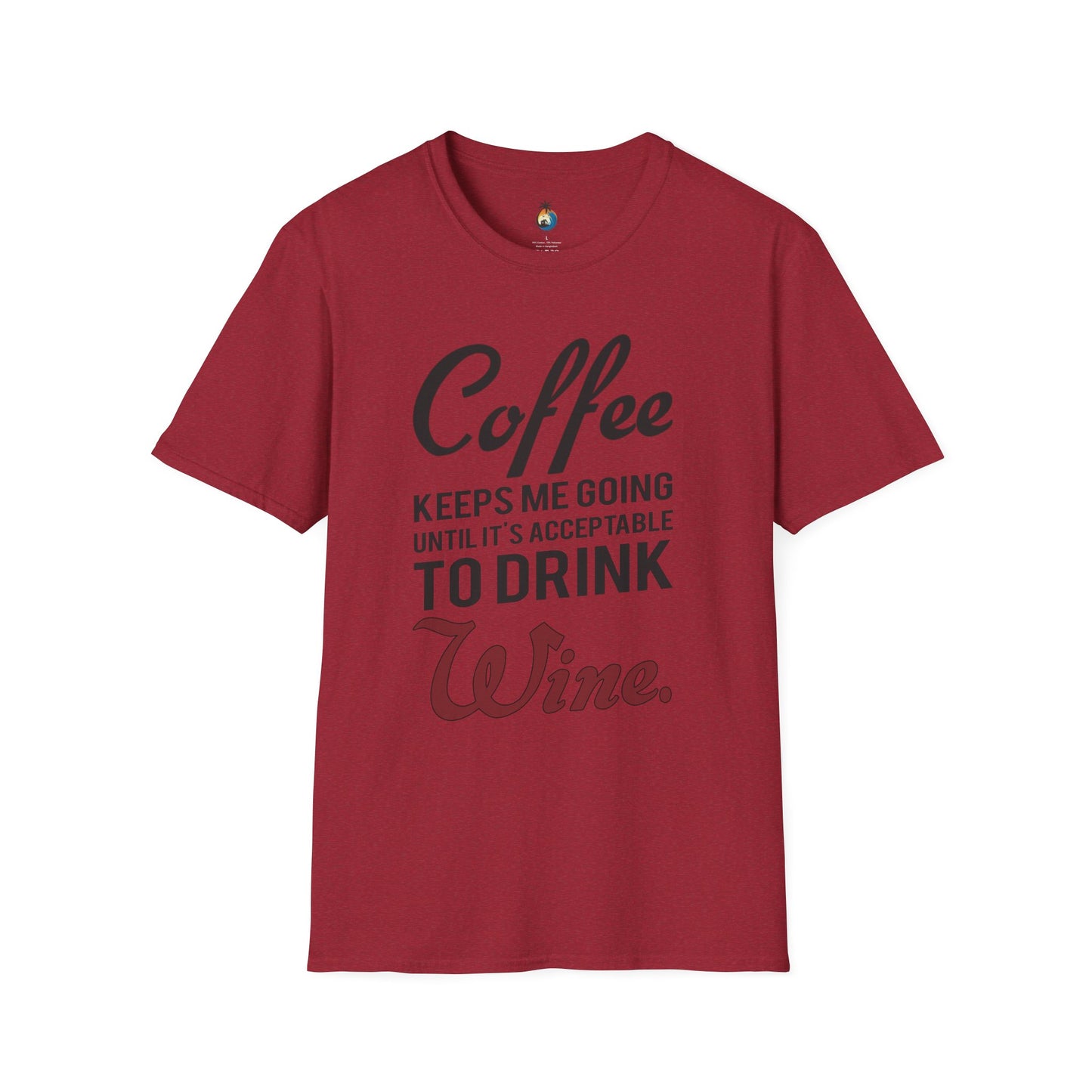 Coffee Wine Humor T-Shirt, Funny Gift, Unisex Casual Tee, Wine Lover Apparel, Coffee Addict Shirt, Birthday Present
