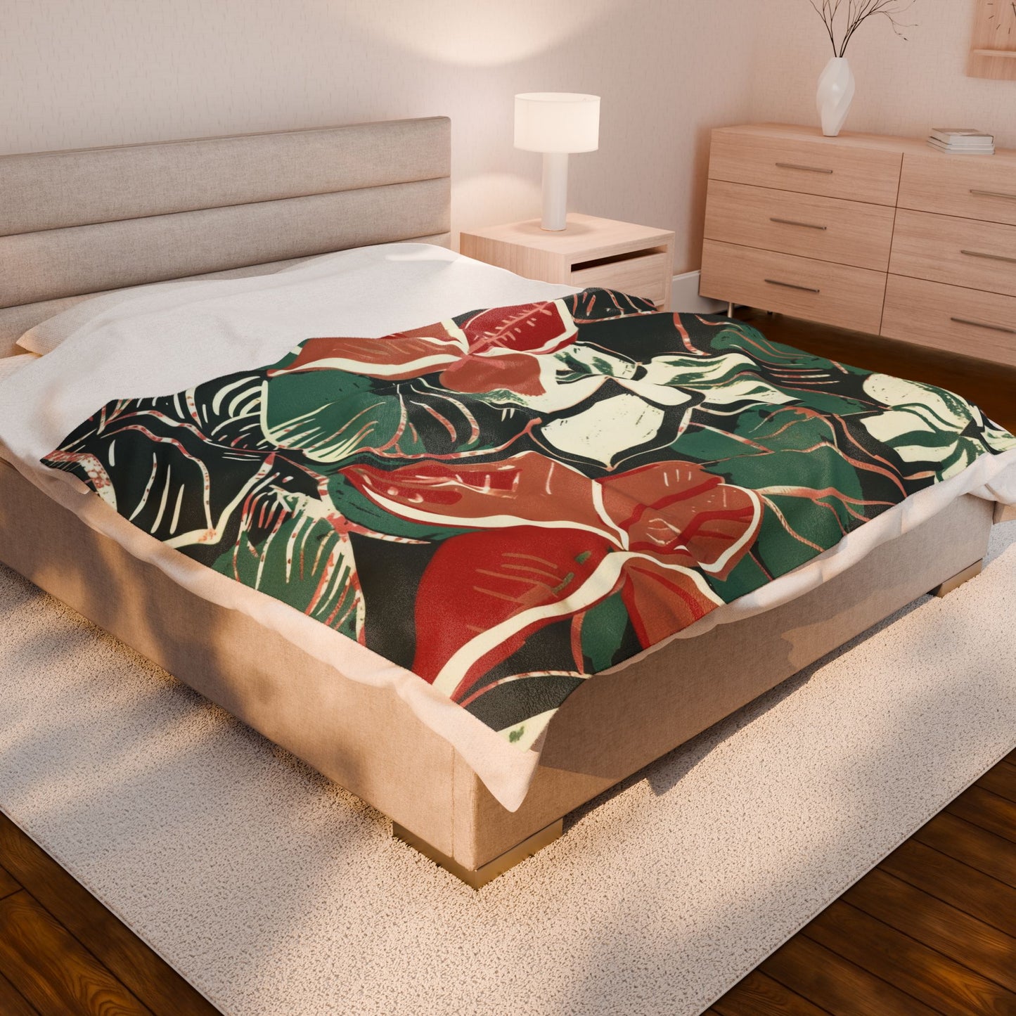 Tropical Floral Plush Blanket - Cozy Home Decor, Great Gift for Birthdays, Weddings, Holidays, Relaxing Evenings, Kids' Rooms