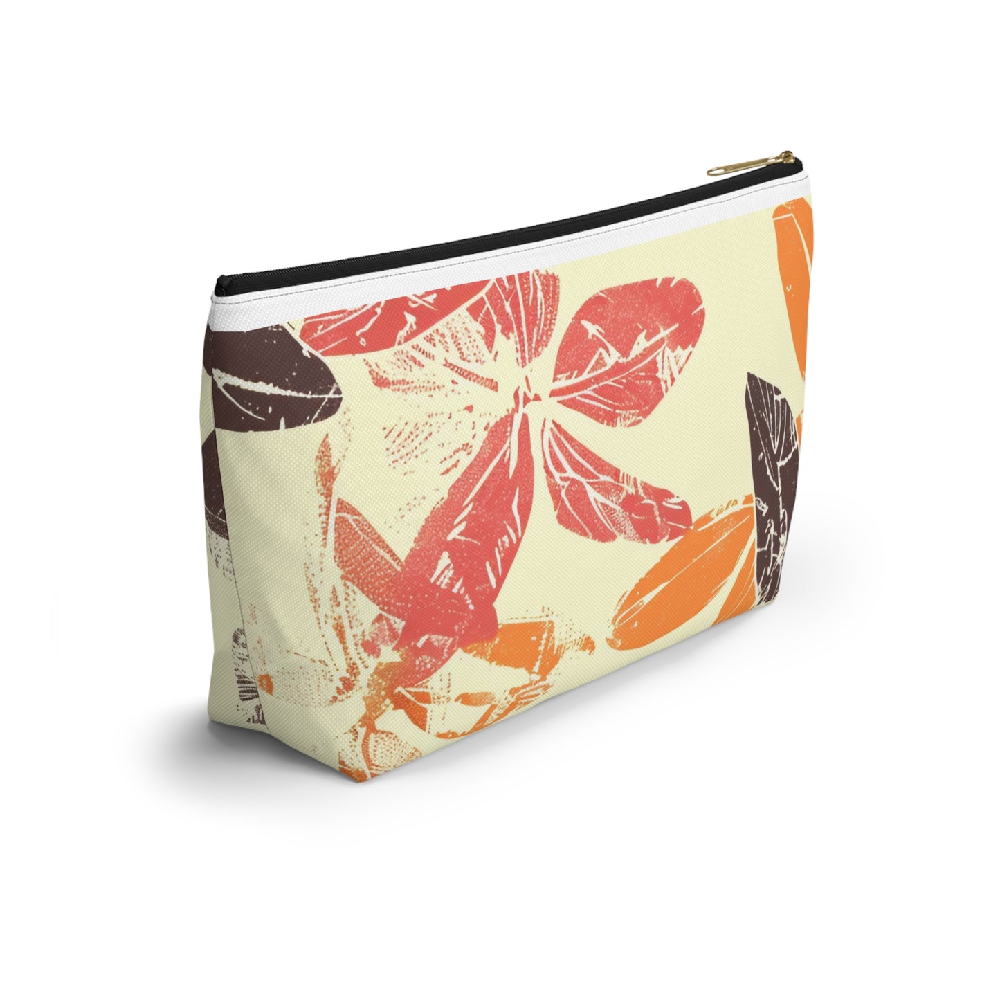 Bohemian Leaf Accessory Pouch, Travel Makeup Bag, Cosmetic Organizer, Earthy Gift, Eco-Friendly Zip Pouch
