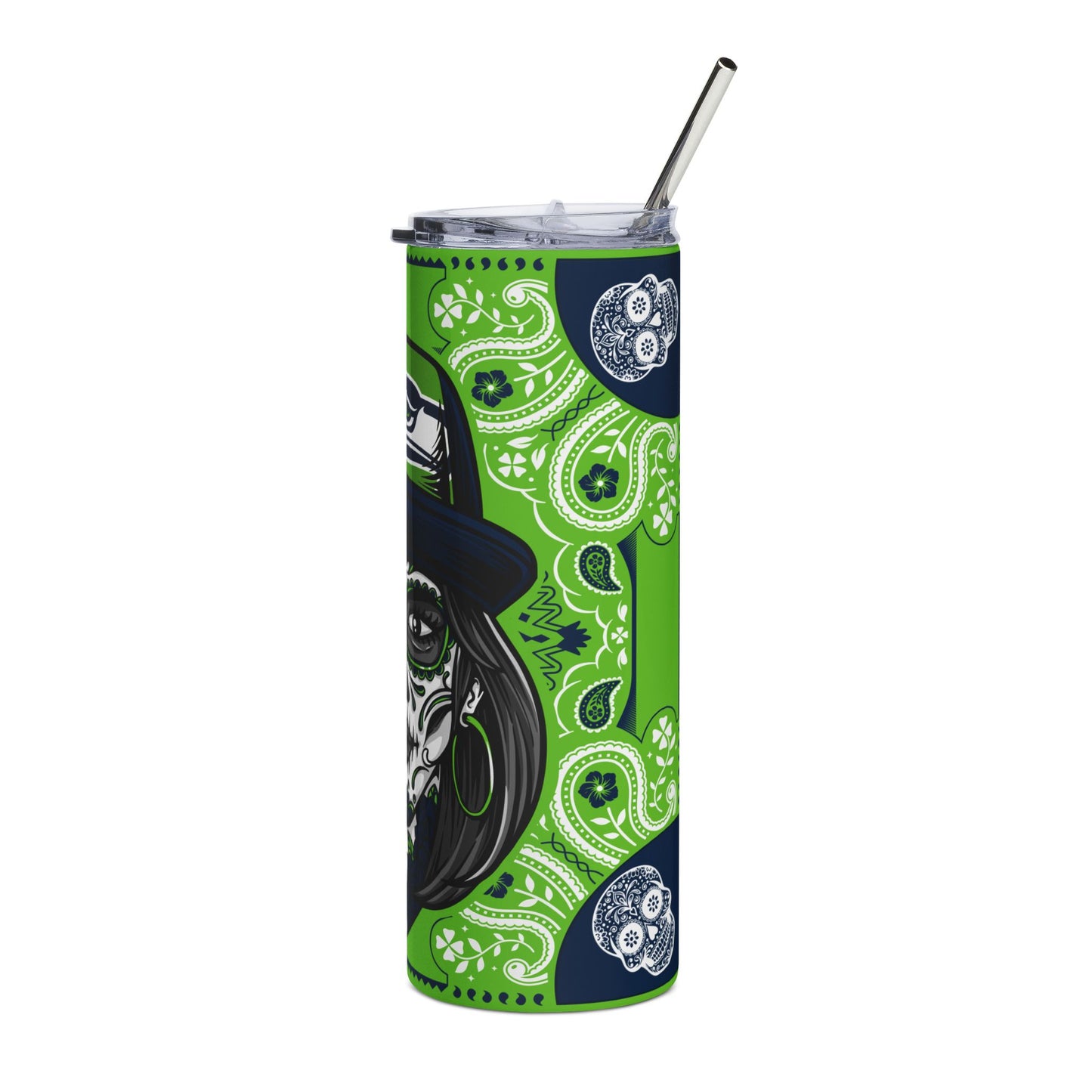Seahawks Sugar Skull 20 oz Tumbler – Sublimated, Double-Walled
