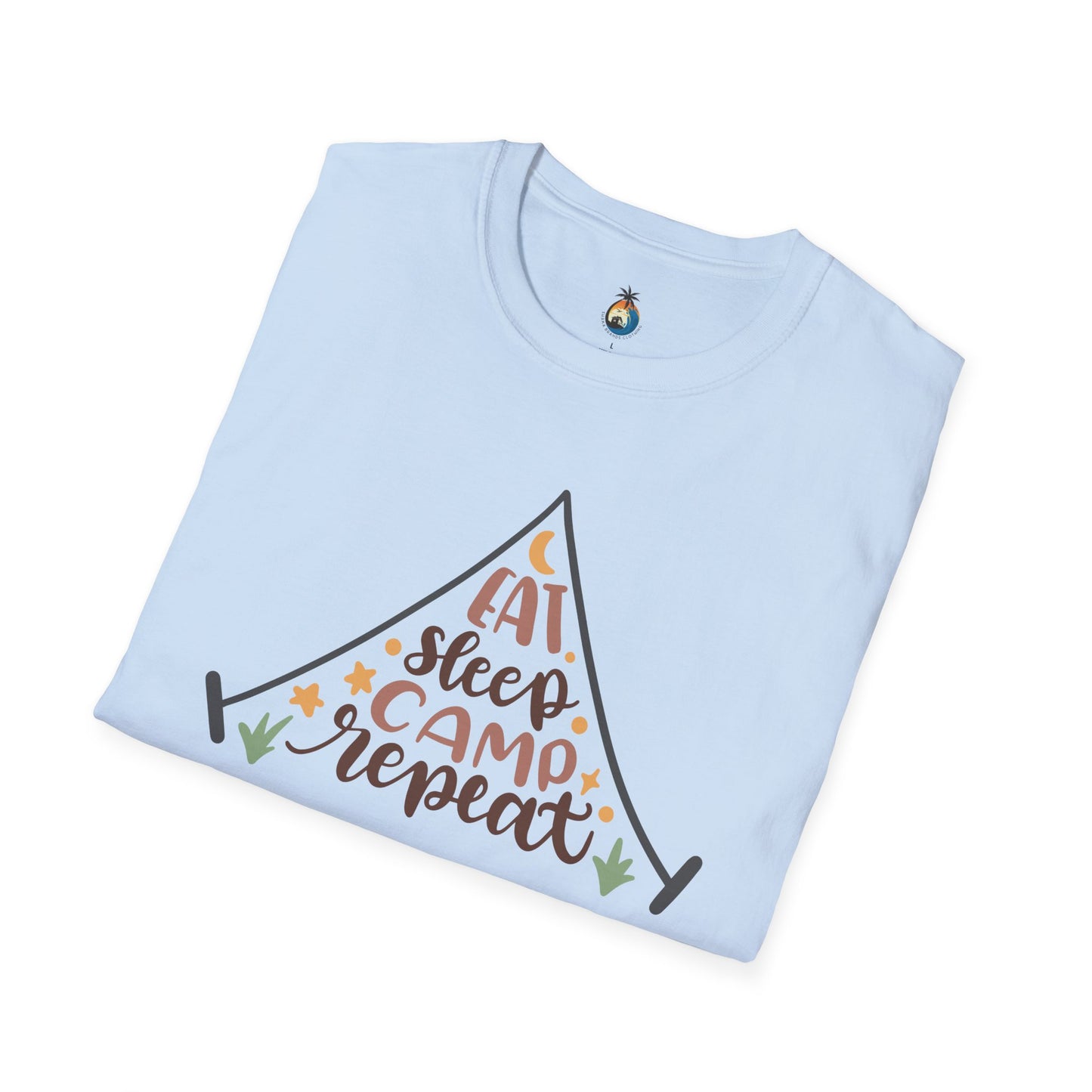 Camping Lifestyle T-Shirt, Eat Sleep Camp Repeat Shirt, Unisex Summer Tee, Outdoor Adventure Clothing, Gifts for Campers, Hiking Memento