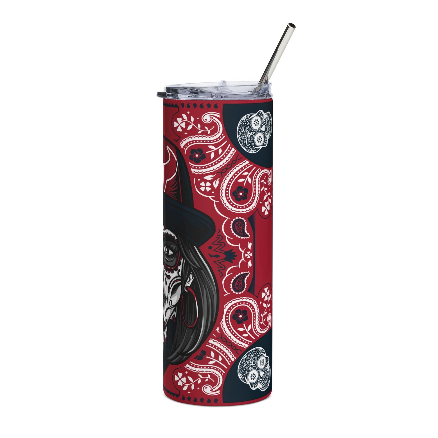 Texans Sugar Skull 20 oz Tumbler – Sublimated, Double-Walled