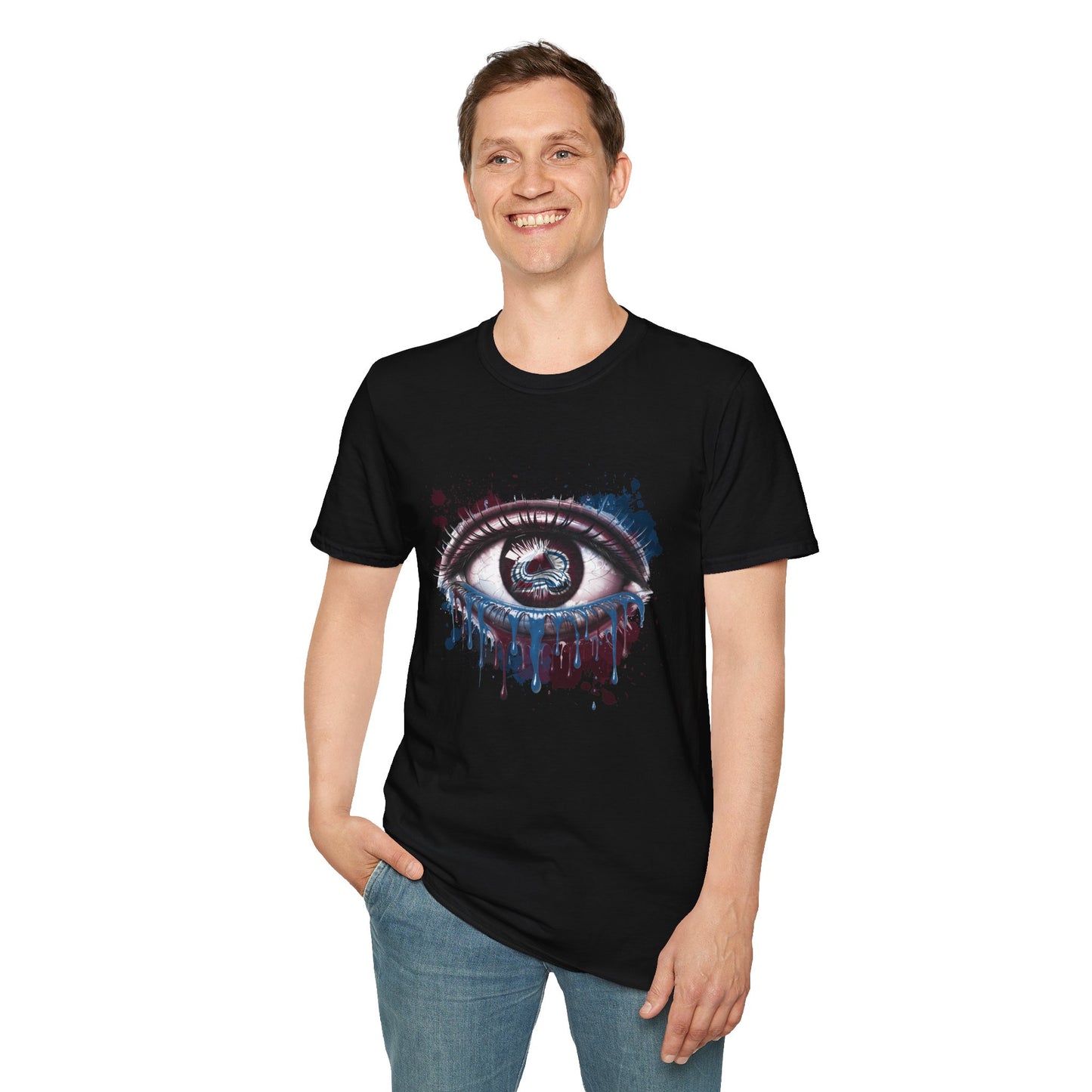Avalanche Eye T-Shirt, Unisex Softstyle Tee, Unique Gift, Casual Wear, Art Lover Apparel, Creative Style
