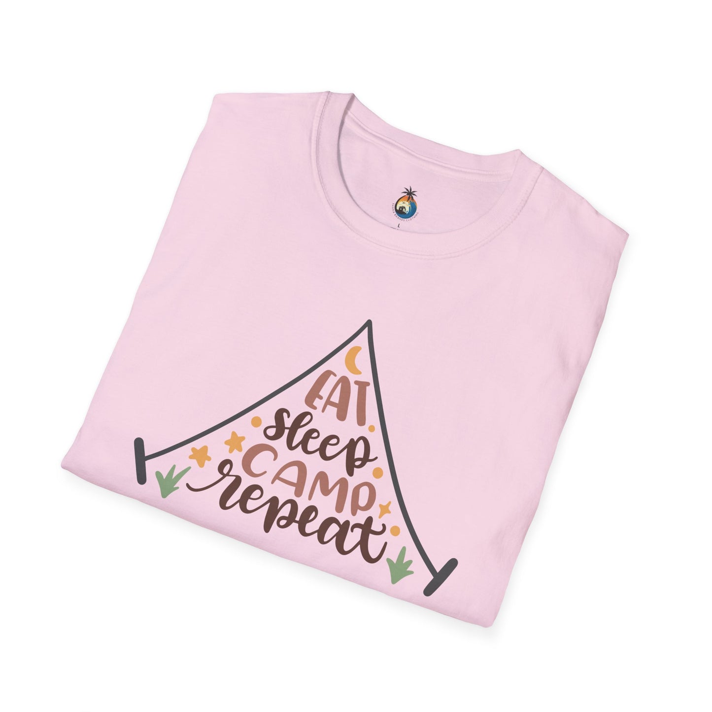 Camping Lifestyle T-Shirt, Eat Sleep Camp Repeat Shirt, Unisex Summer Tee, Outdoor Adventure Clothing, Gifts for Campers, Hiking Memento
