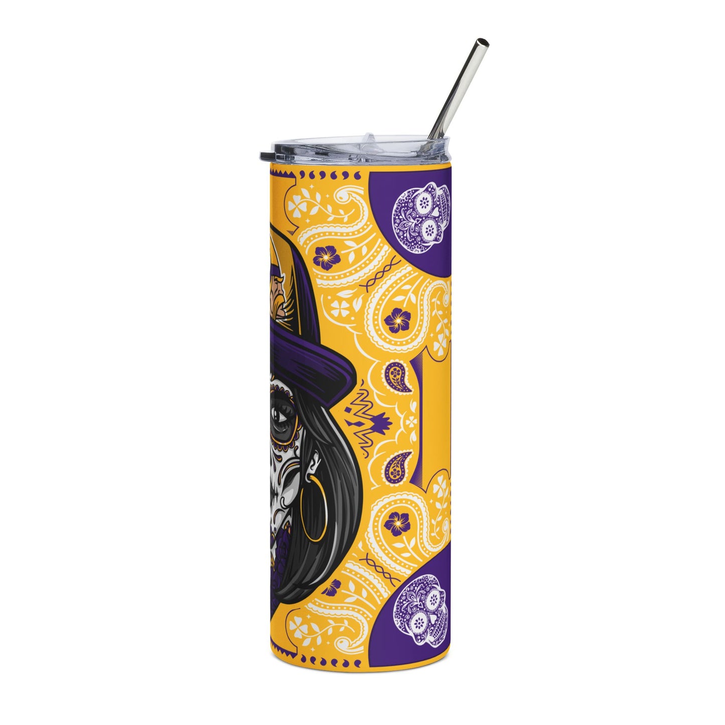 Vikings Sugar Skull 20 oz Tumbler – Sublimated, Double-Walled
