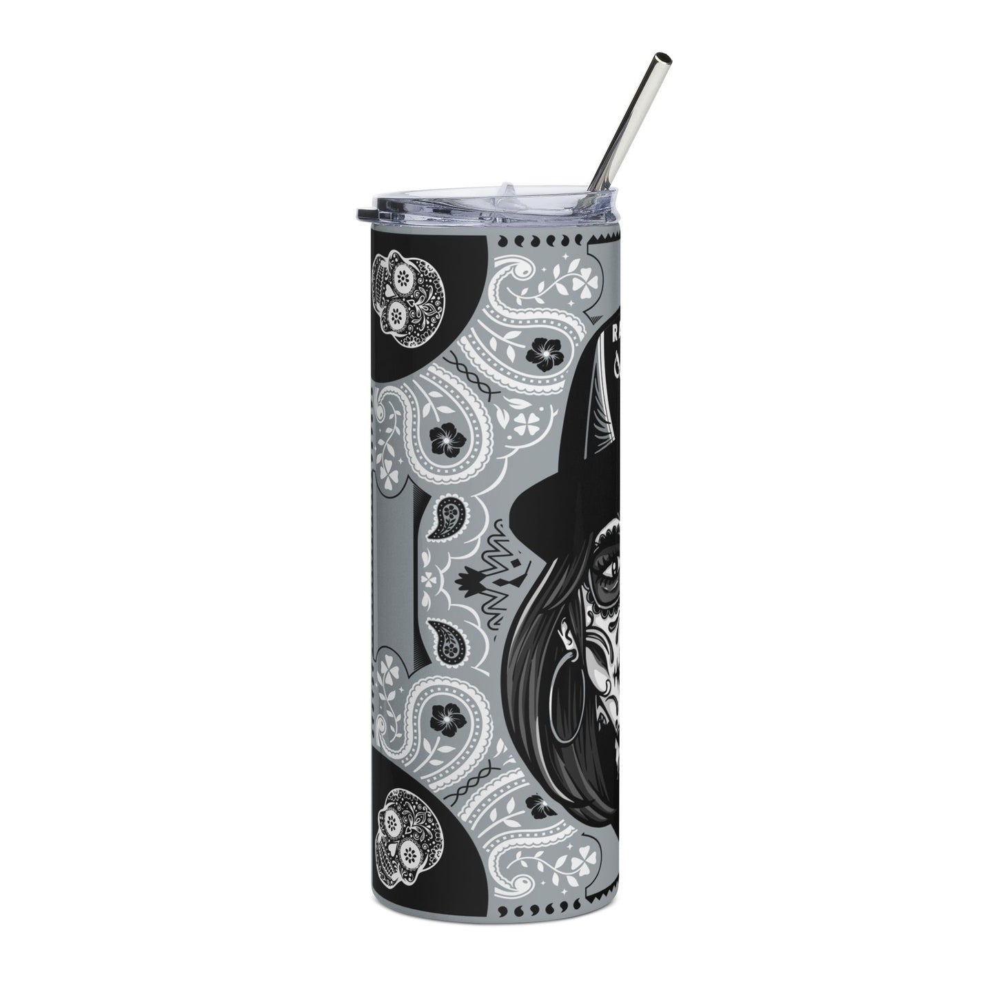 Raiders Sugar Skull 20 oz Tumbler – Sublimated, Double-Walled