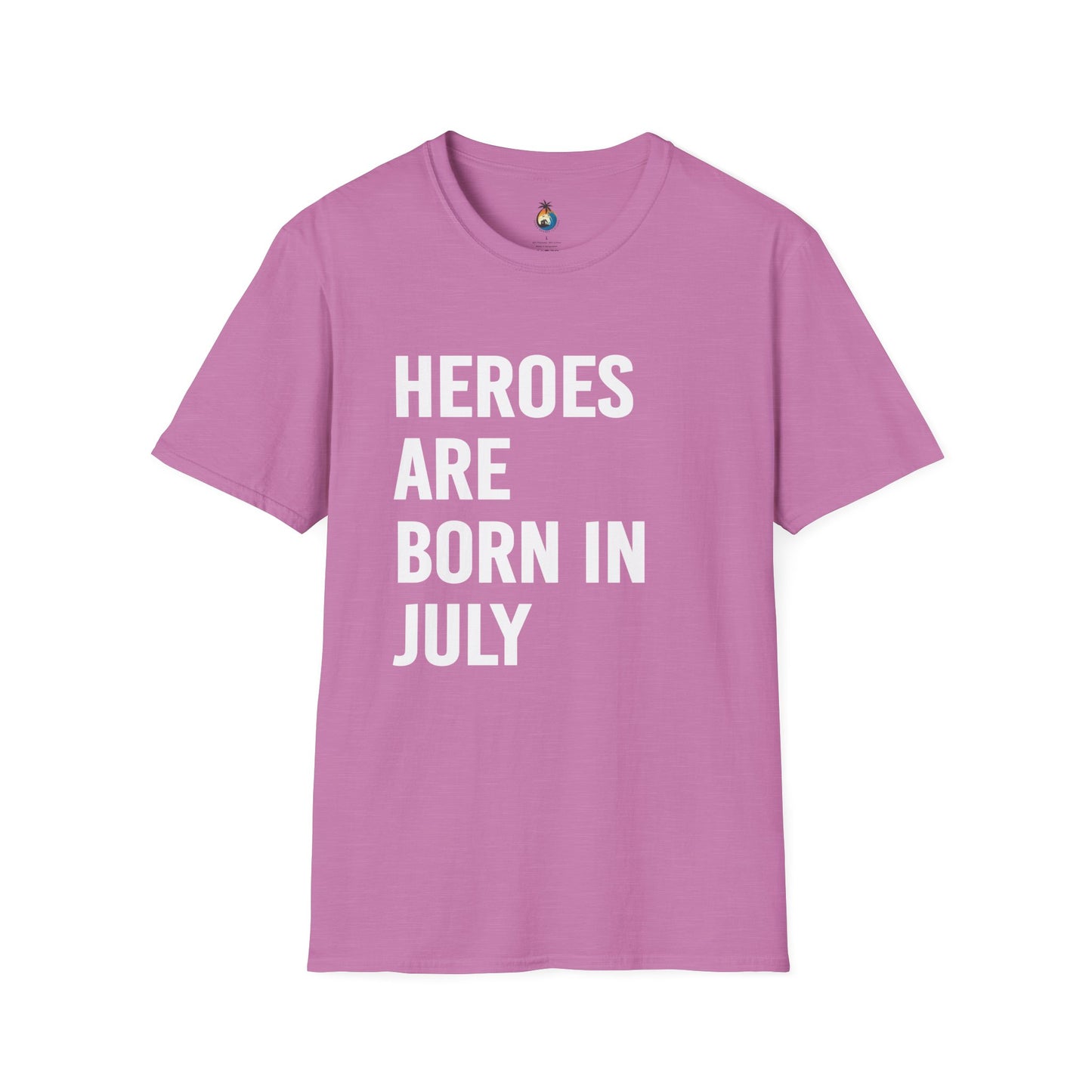 Heroes Are Born in July Unisex Softstyle T-Shirt, Birthday Gift Tee, Casual Wear, Summer Outfit, Party T-Shirt