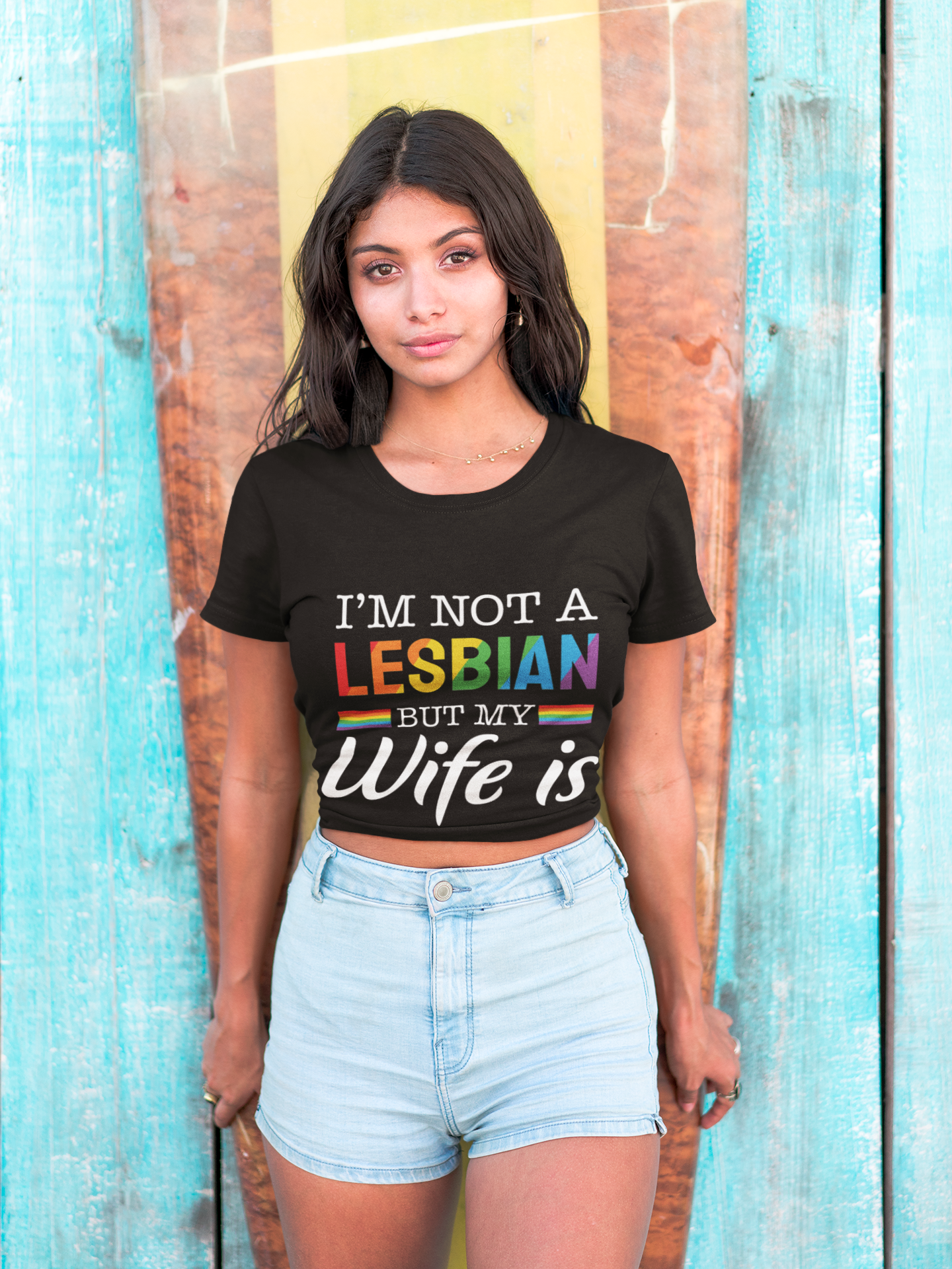 I'm Not A Lesbian But My Wife Is, LGBTQ Pride Tee, Funny Lesbian Shirt, Gay Pride Apparel, LGBTQ+ Gifts, Pride Month Clothing, Women's Softstyle Tee