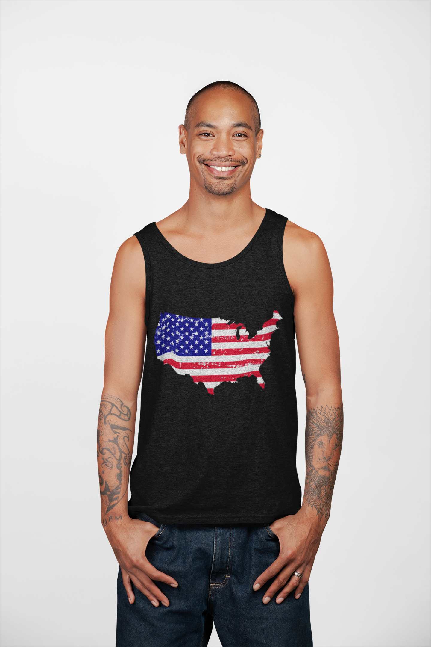 Patriotic Tank Top featuring USA Flag Design | Unisex Jersey Tank for Summer Parties, 4th of July, BBQs, Outdoor Events, Casual Wear