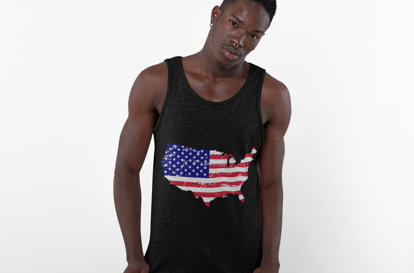 Patriotic Tank Top featuring USA Flag Design | Unisex Jersey Tank for Summer Parties, 4th of July, BBQs, Outdoor Events, Casual Wear