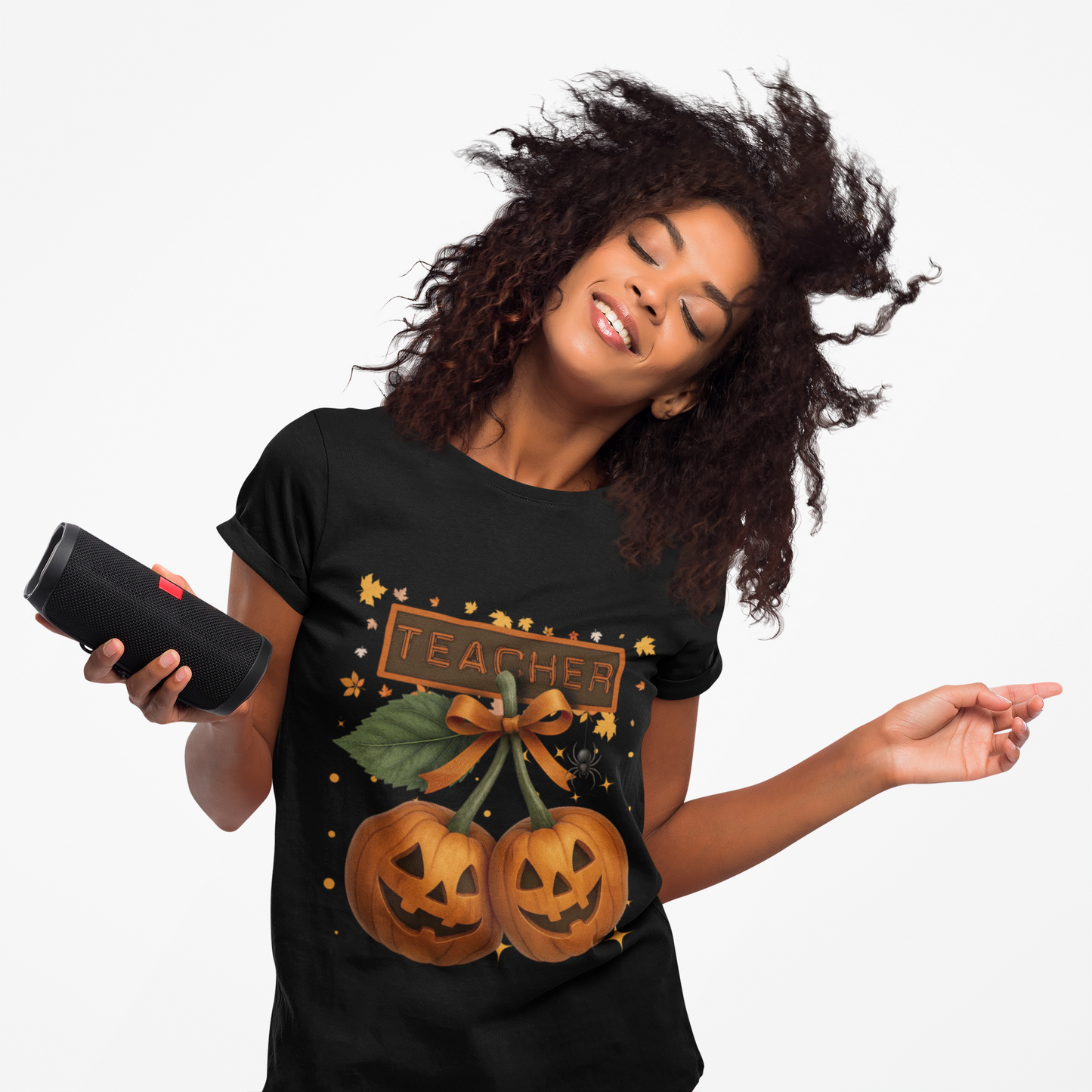 Halloween Teacher T-Shirt with Pumpkins, Spooky Costume Tee, Fall Festival Shirt, Autumn Gift for Educators, Halloween Party Top
