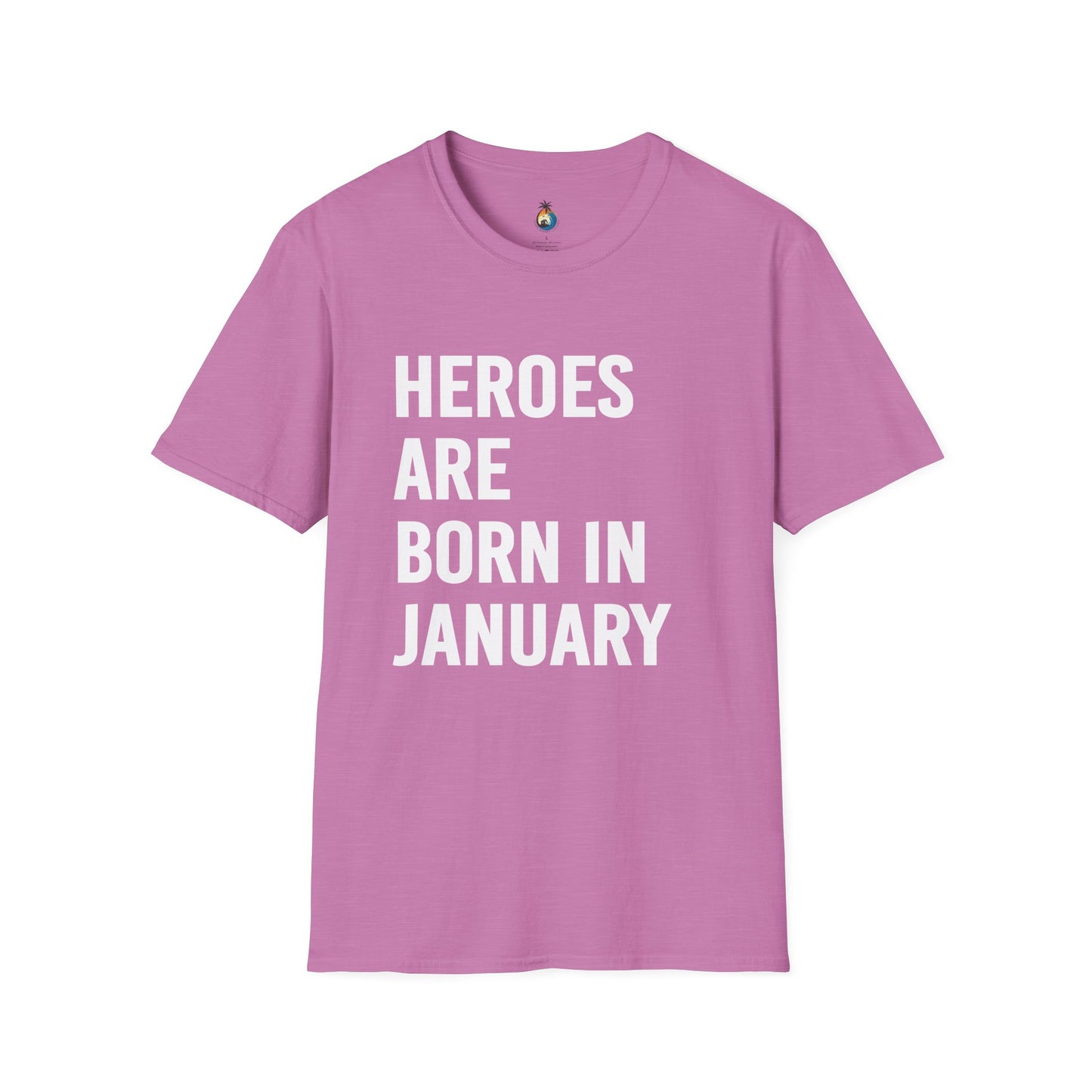 Heroes Are Born in January Unisex Softstyle T-Shirt | Shaka Brands