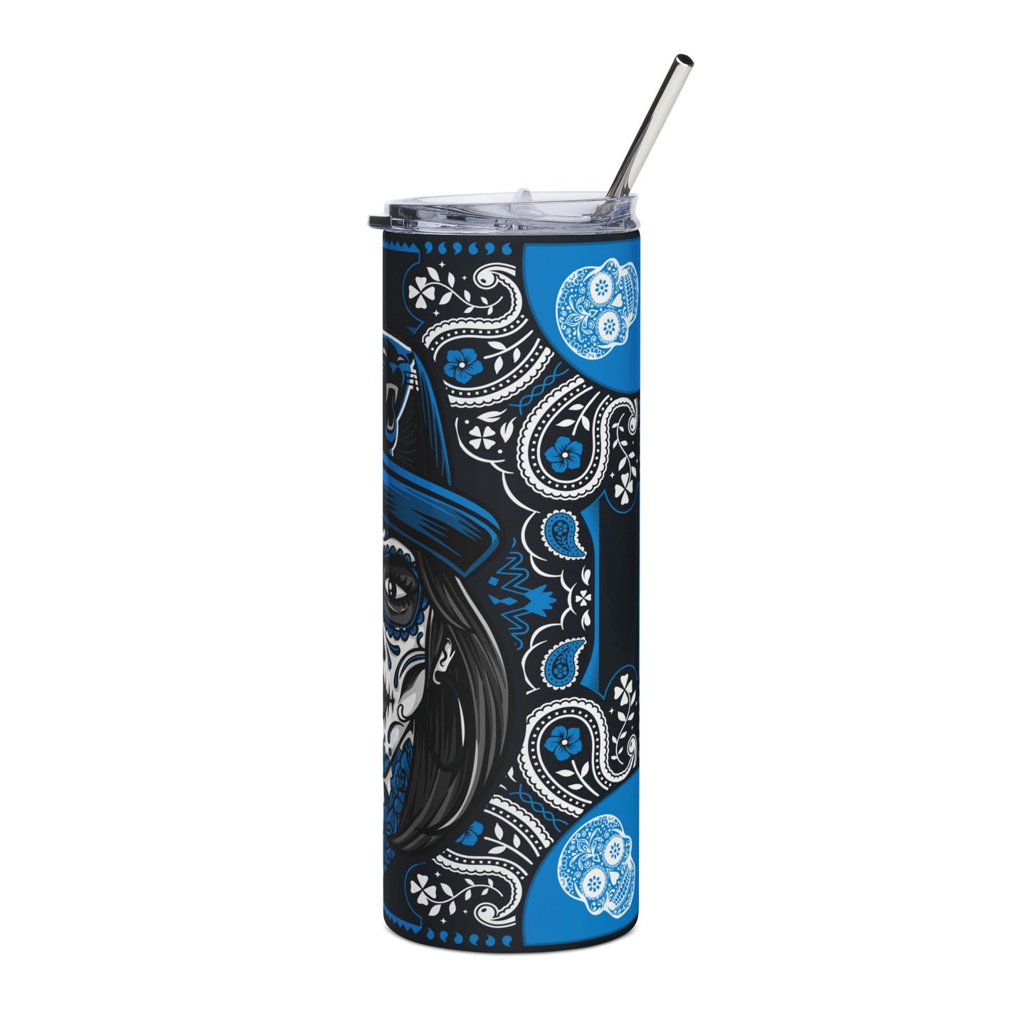 Panthers Sugar Skull 20 oz Tumbler – Sublimated, Double-Walled