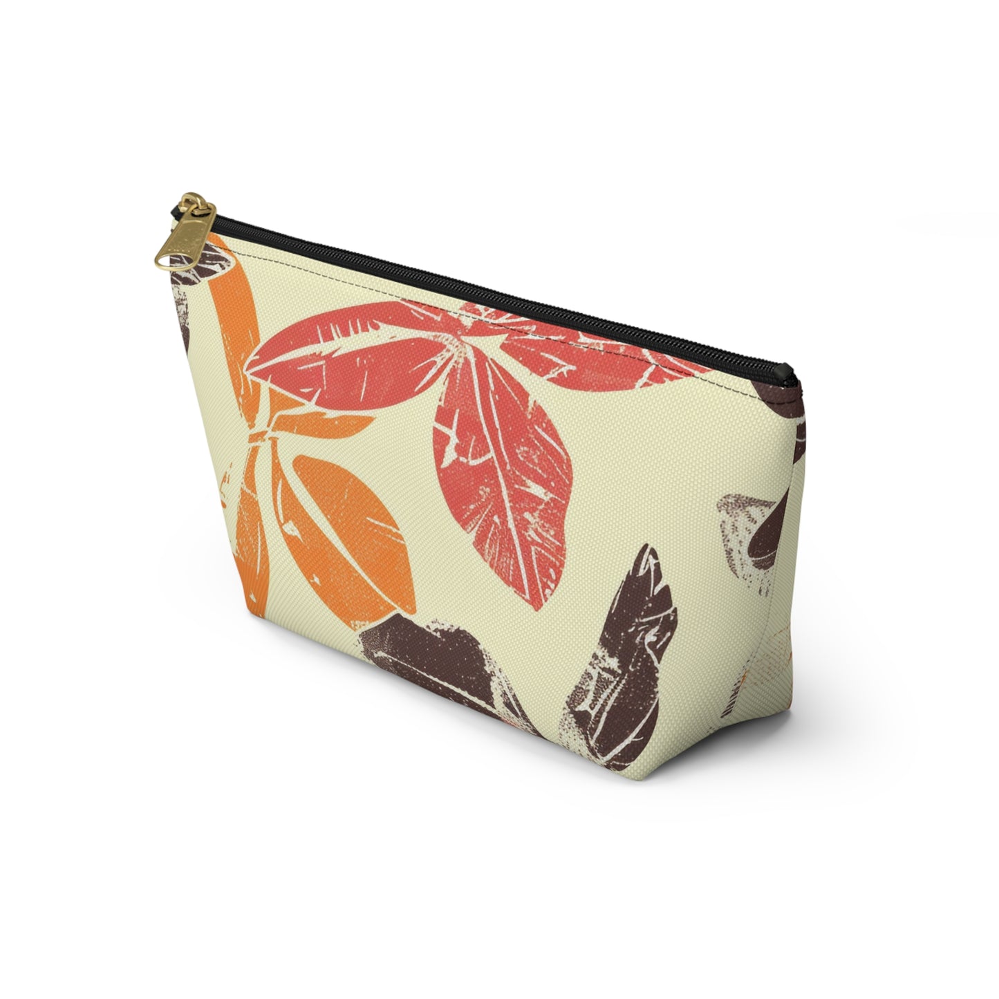 Bohemian Leaf Accessory Pouch, Travel Makeup Bag, Cosmetic Organizer, Earthy Gift, Eco-Friendly Zip Pouch
