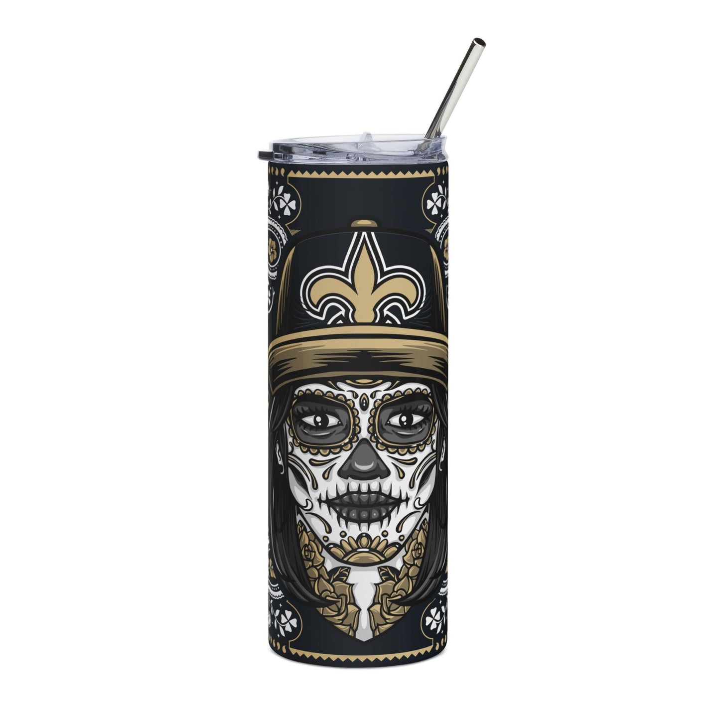 Saints Sugar Skull 20 oz Tumbler – Sublimated, Double-Walled