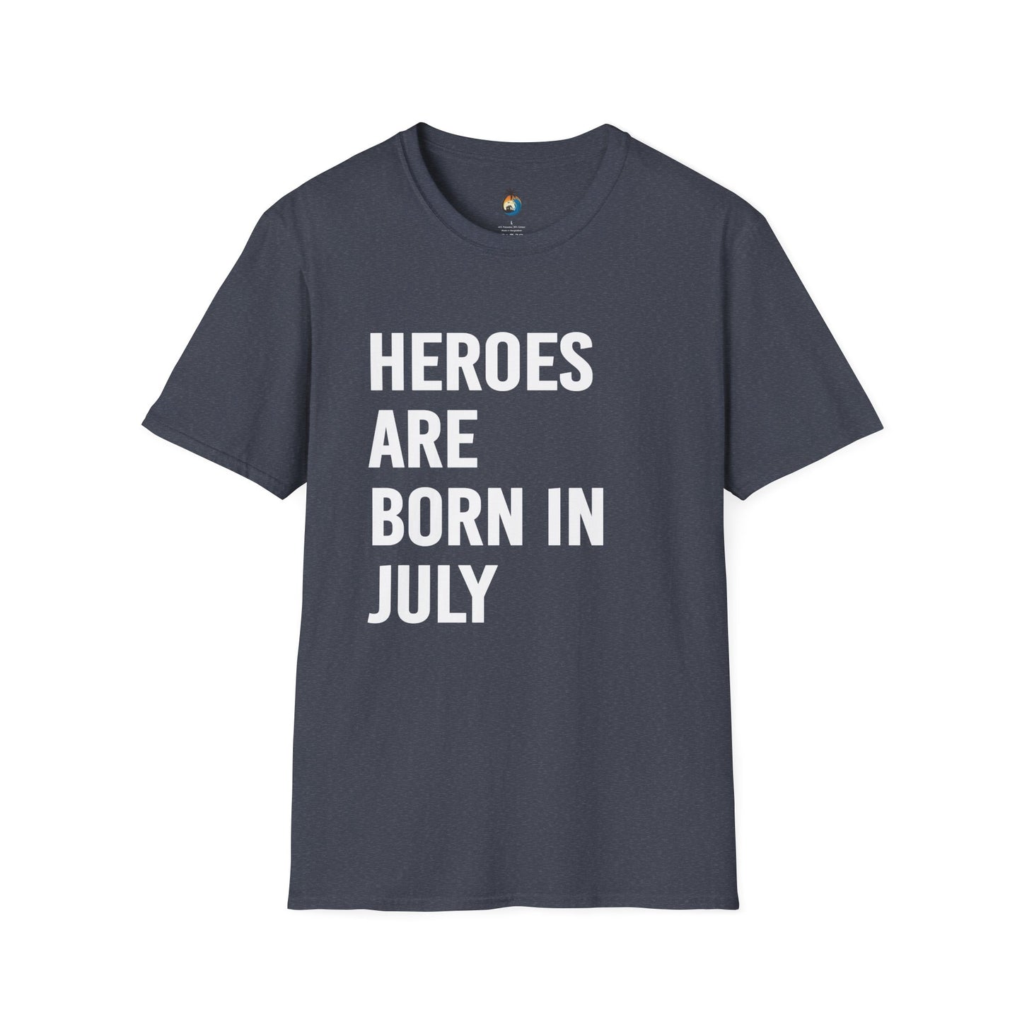 Heroes Are Born in July Unisex Softstyle T-Shirt, Birthday Gift Tee, Casual Wear, Summer Outfit, Party T-Shirt