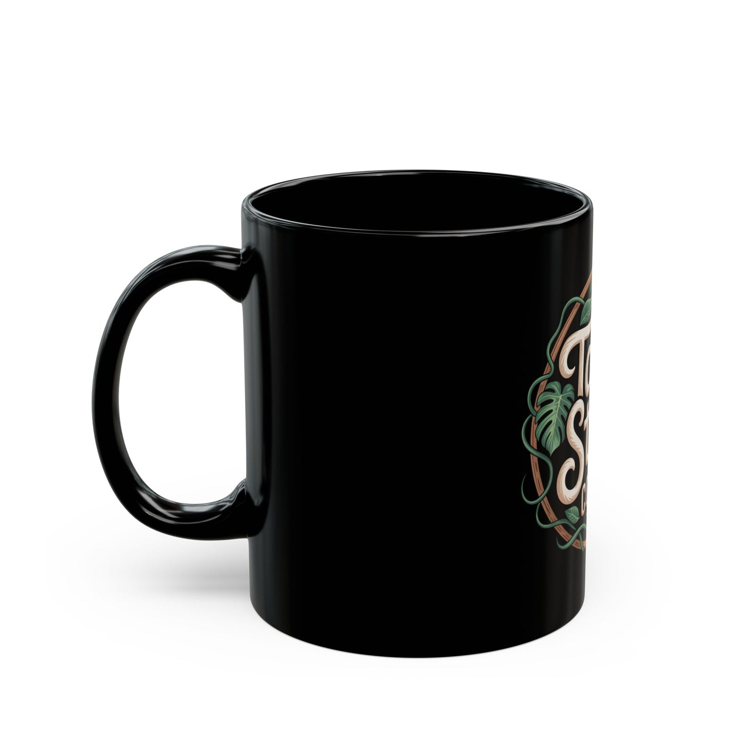 Tropical Coffee Mug, Talk Story Coffee Co Design, Gift for Coffee Lovers, Black Ceramic Mug, Relaxing Vibe, Home Cafe Decor