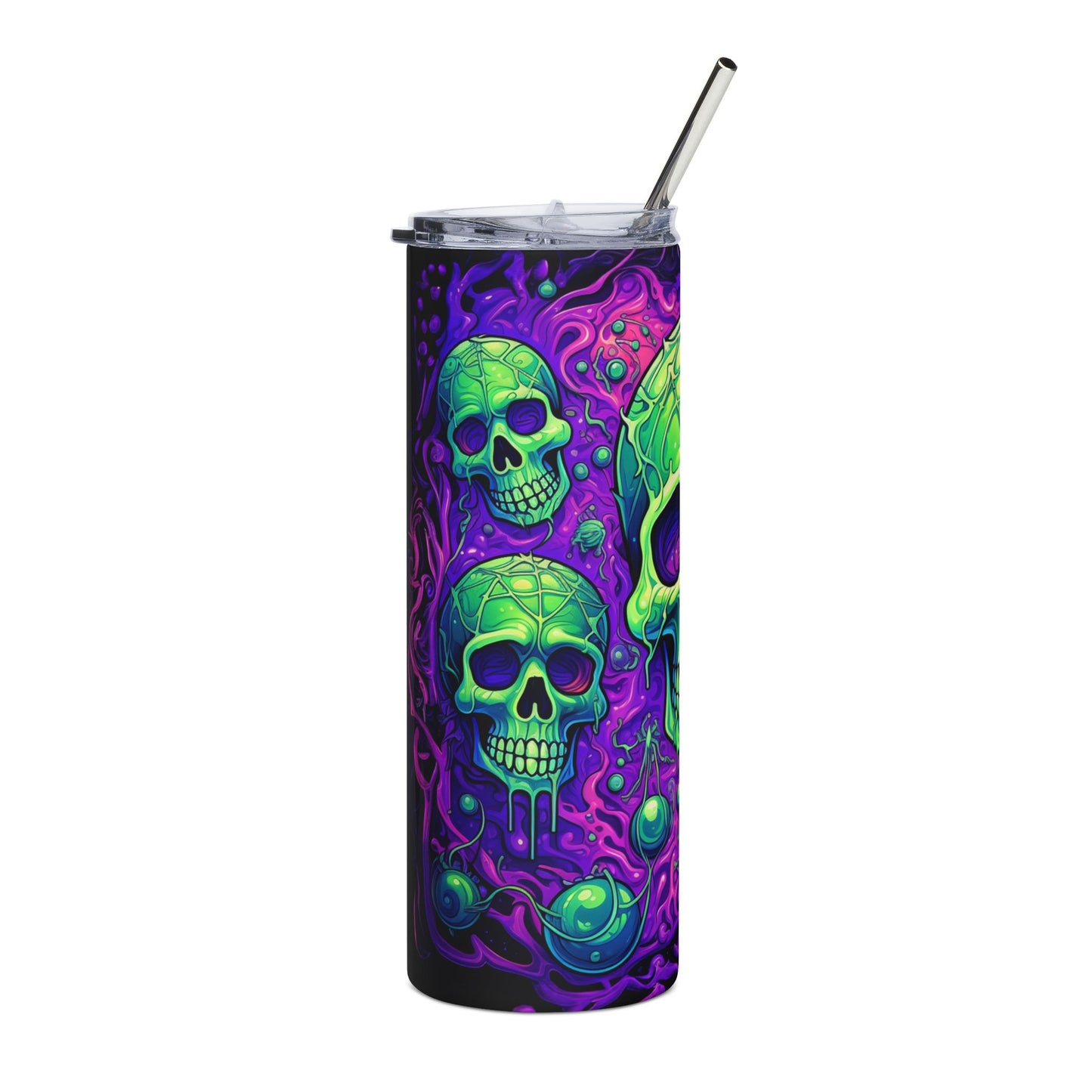 Vibrant Skull Tumbler with Straw – Perfect for Halloween Parties, Gothic Decor, and Unique Gifts, Ideal for All Occasions, 20oz