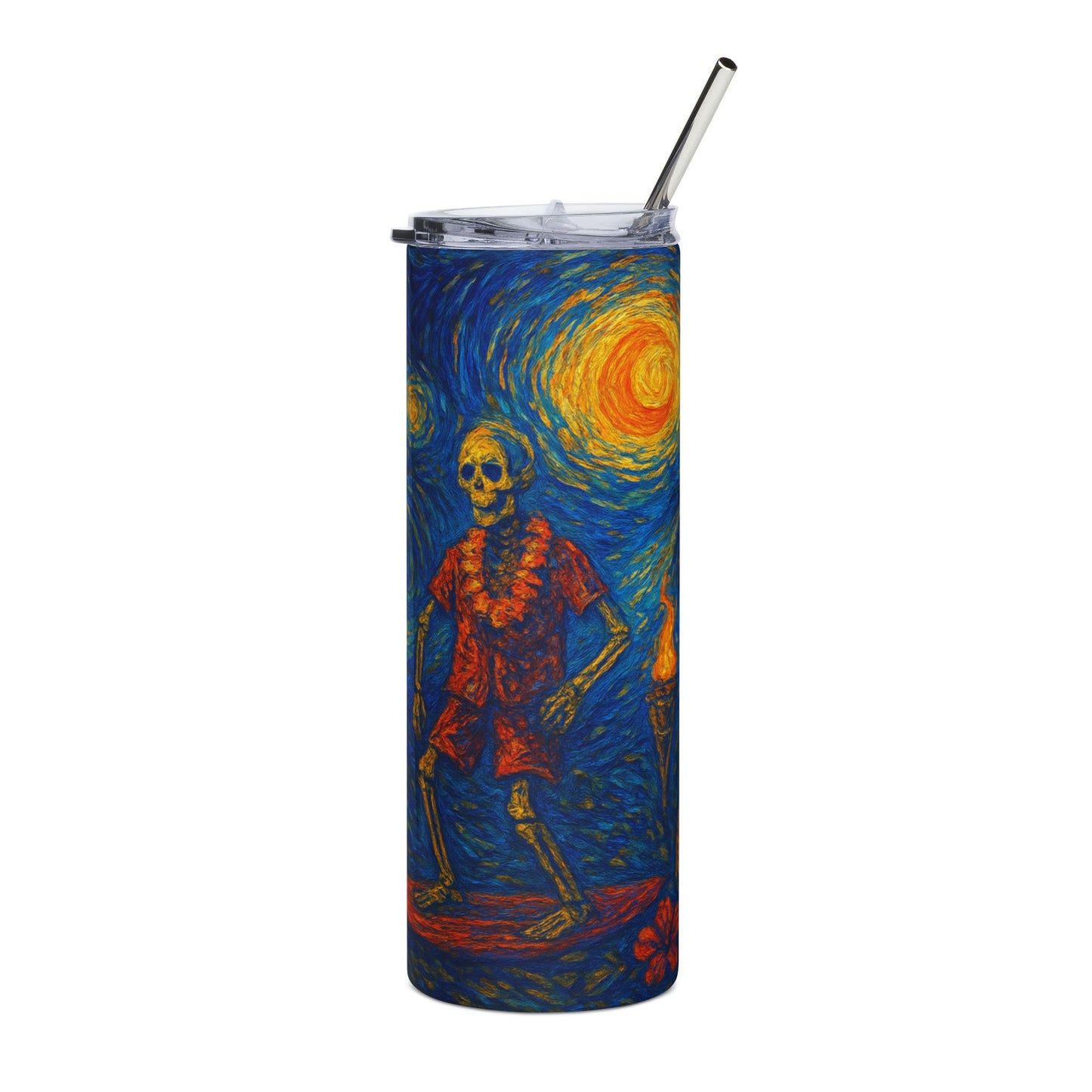 Starry Nights Hawaiian Luau Halloween 20 zo Skinny tumbler