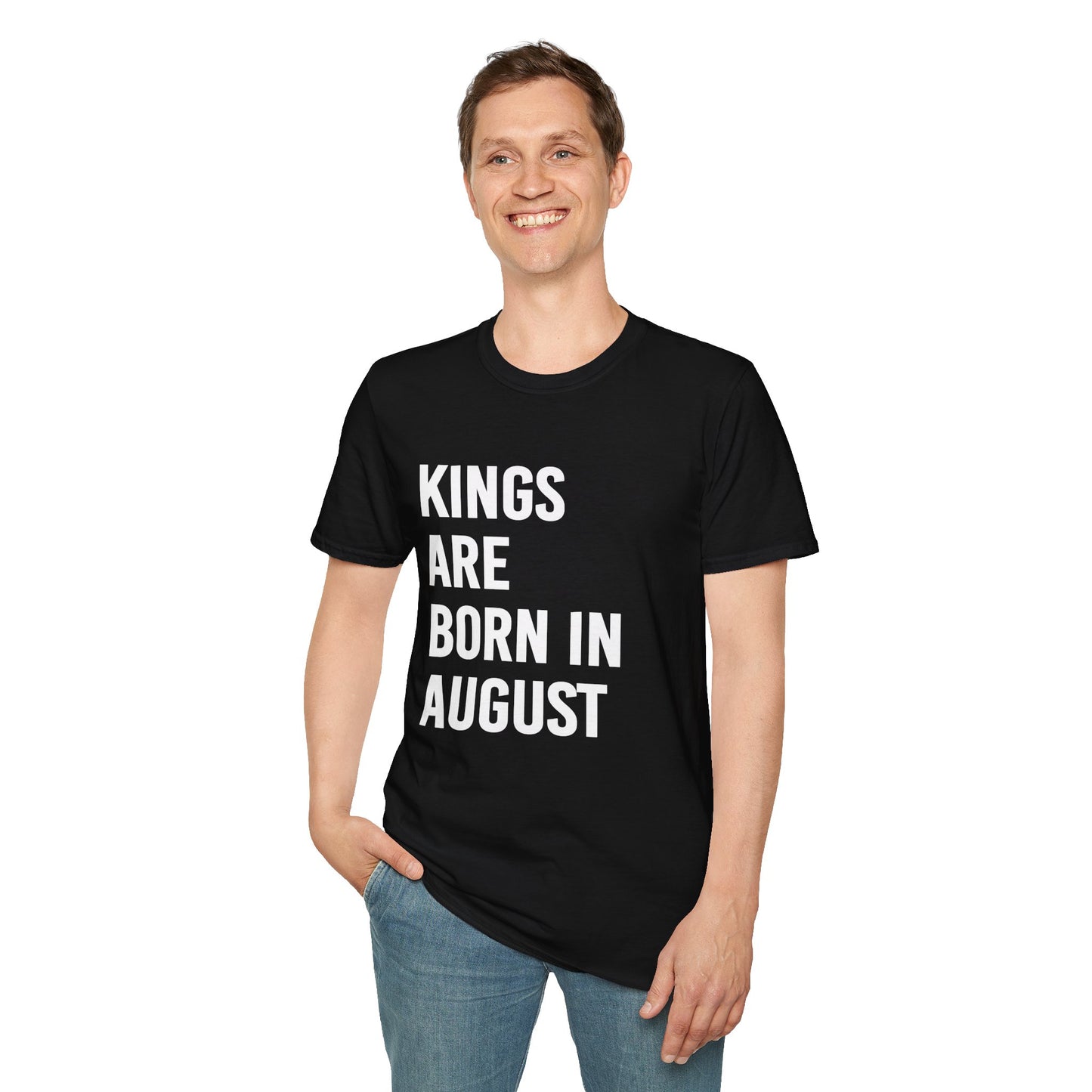 Kings Are Born In August T-Shirt, Unisex Softstyle Tee