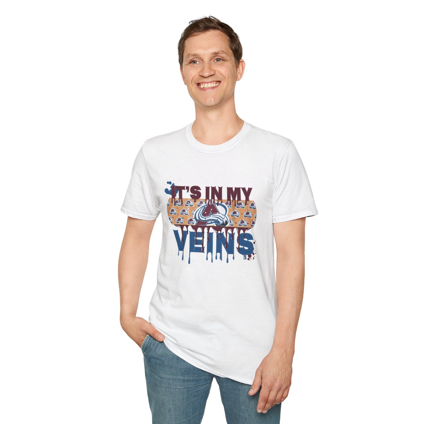 Avalanche Fan - It's In My Veins T-Shirt, Unisex Softstyle Tee, Sports Apparel, Gift for Hockey Lovers, It's In My Veins Shirt